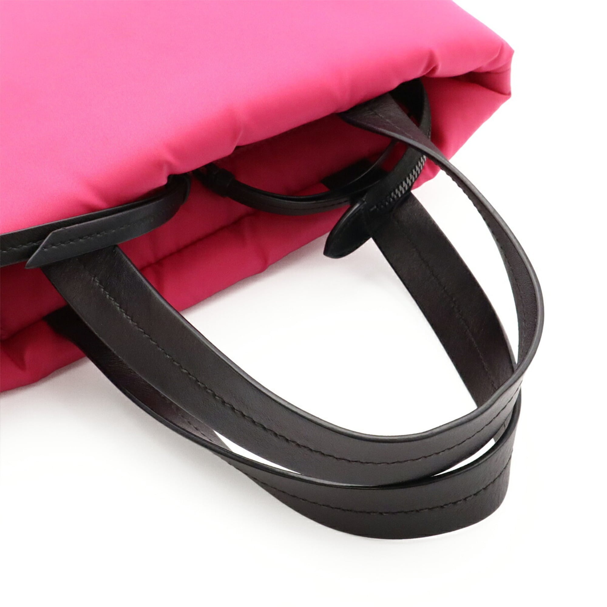 Prada Black Pink Tessuto Nylon Leather Handbag Shoulder Bag Tote Bag (Pre-Owned)