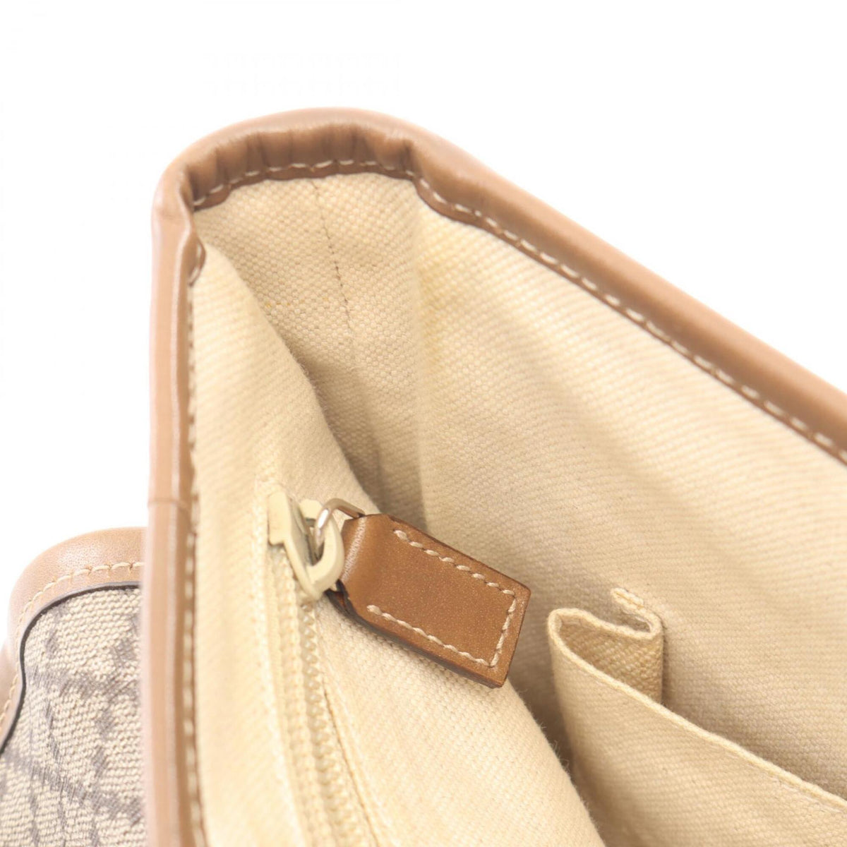 Gucci Beige Brown Coated Canvas Leather Handbag Shoulder Bag (Pre-Owned)