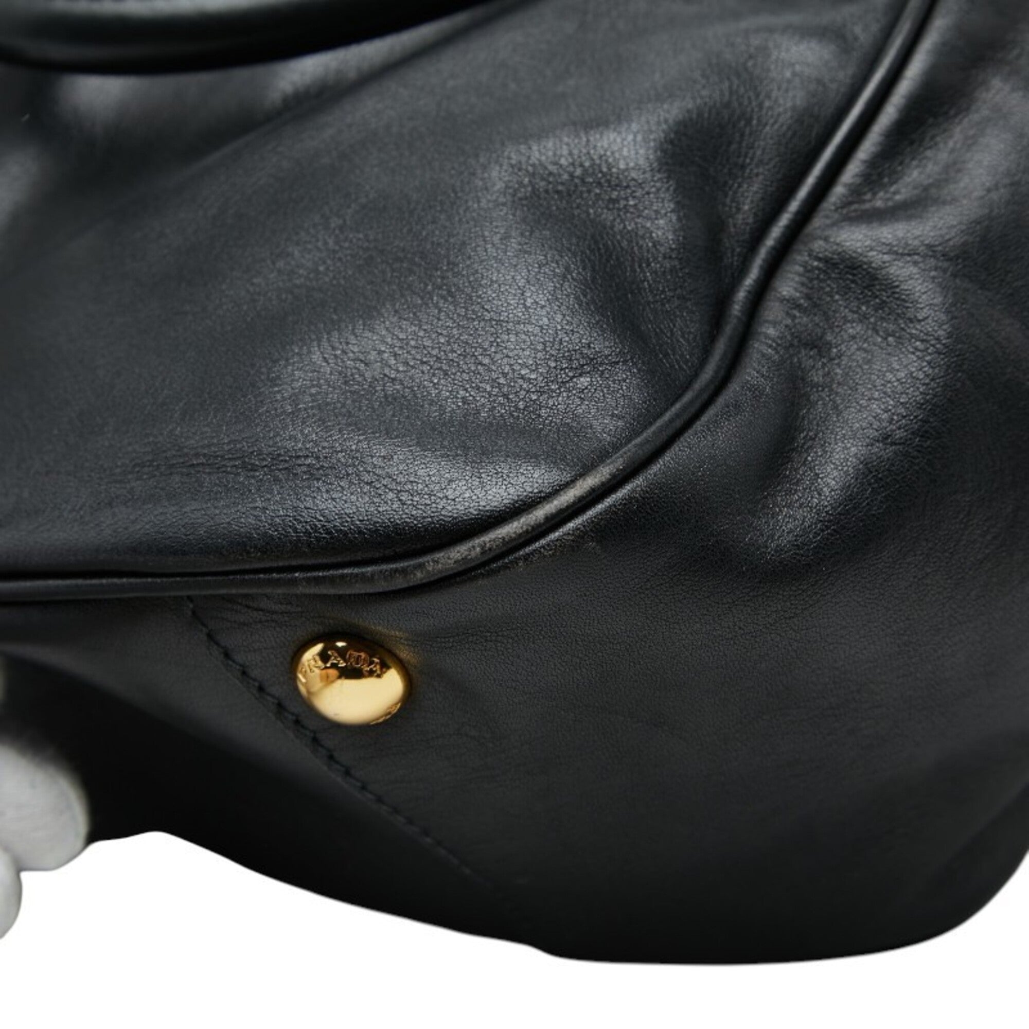 Prada Black Leather Handbag Shoulder Bag (Pre-Owned)