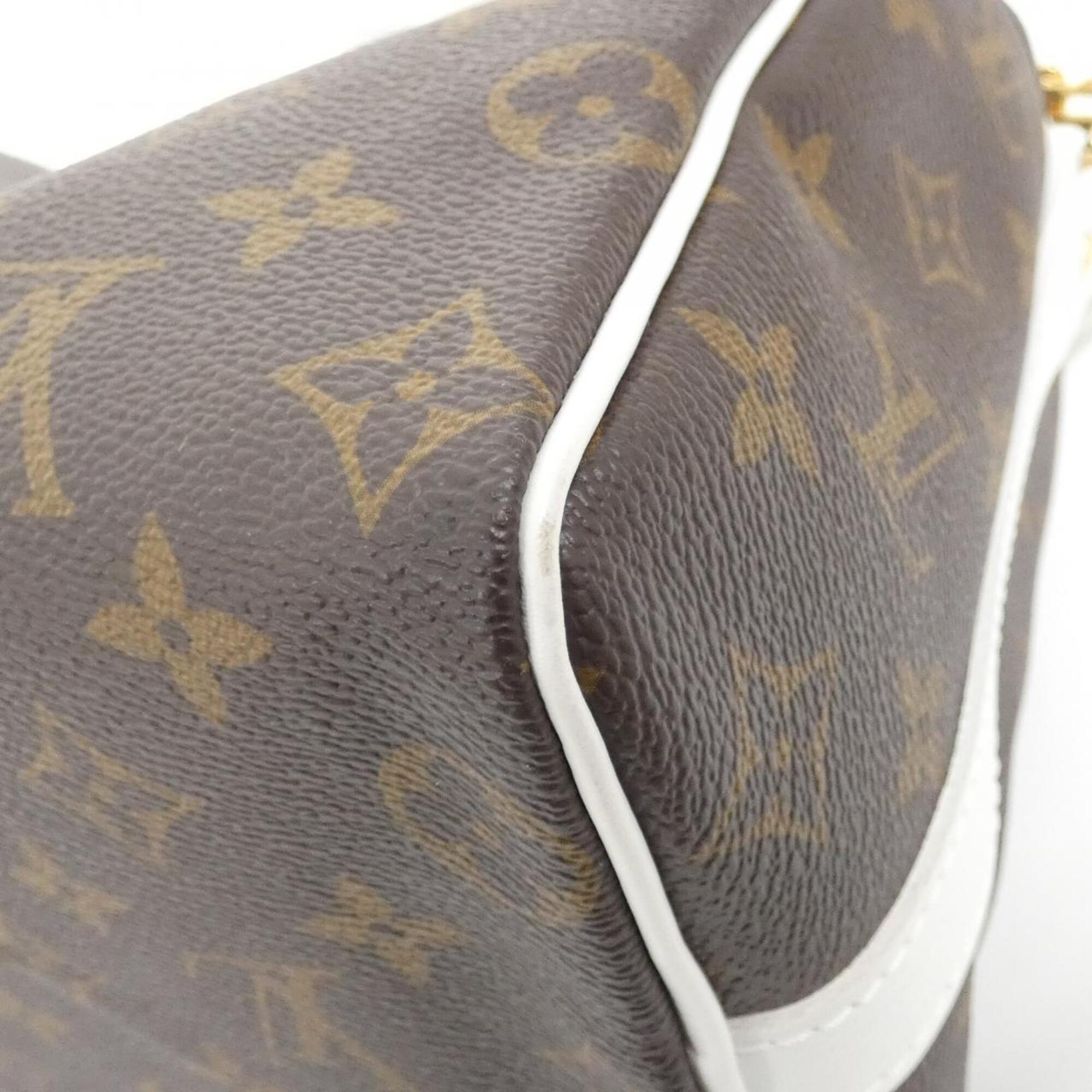 Louis Vuitton Blanc Marron Coated Canvas Leather Boston Bag Pouch (Pre-Owned)