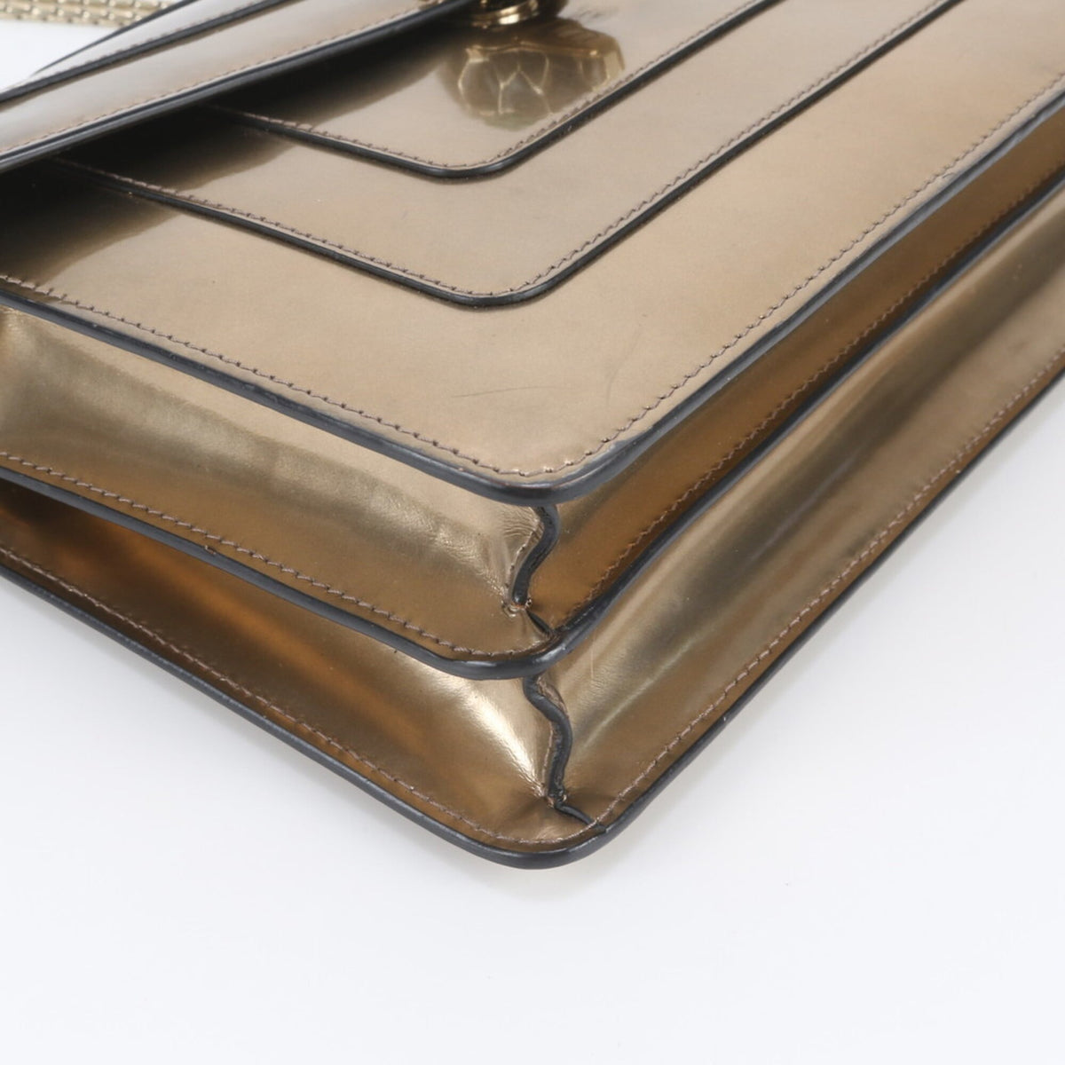 Bvlgari Metallic Bronze Leather Handbag Shoulder Bag (Pre-Owned)