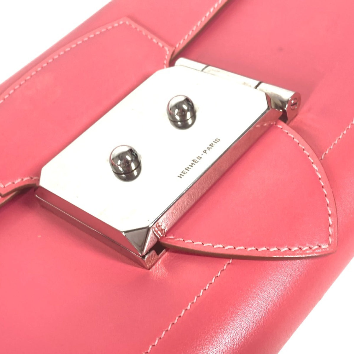 Hermes Pink Tadelakt Leather Clutch Bag (Pre-Owned)