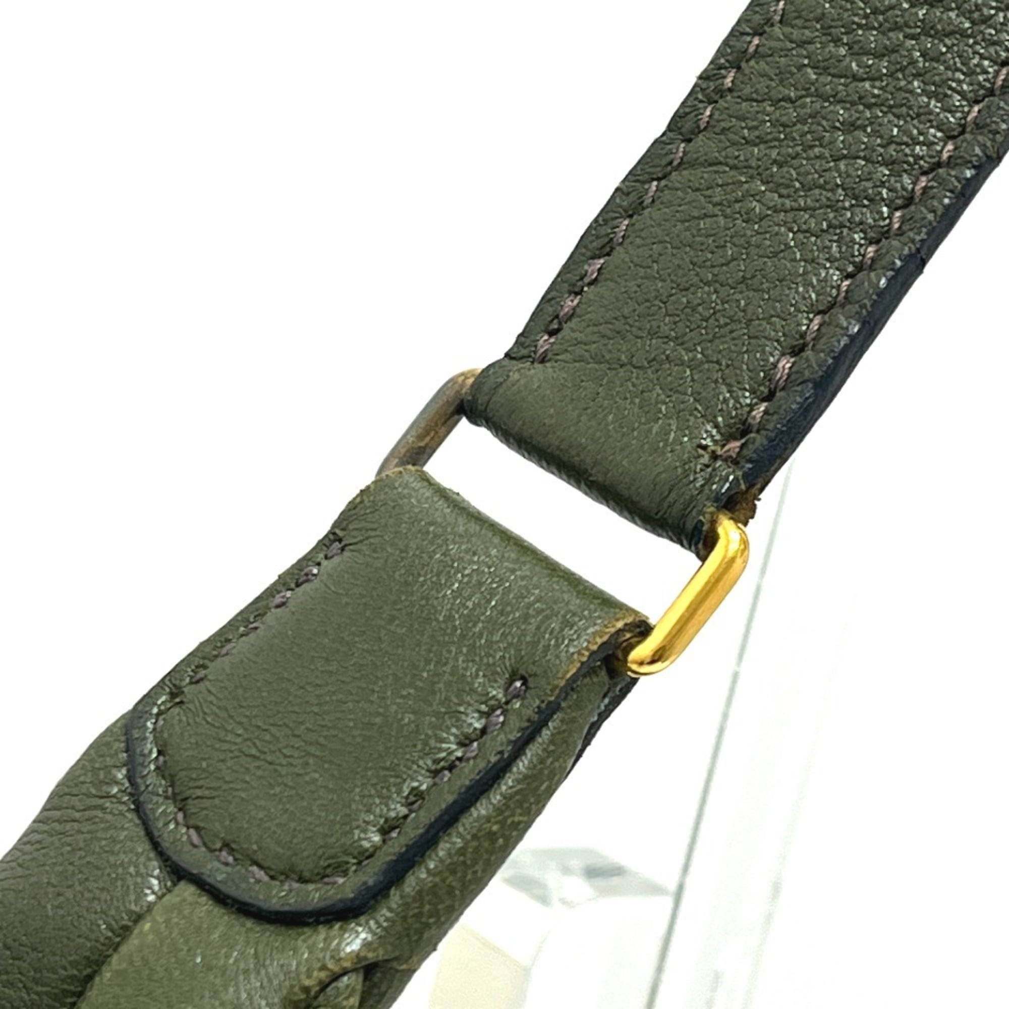 Hermes Khaki Leather Handbag (Pre-Owned)