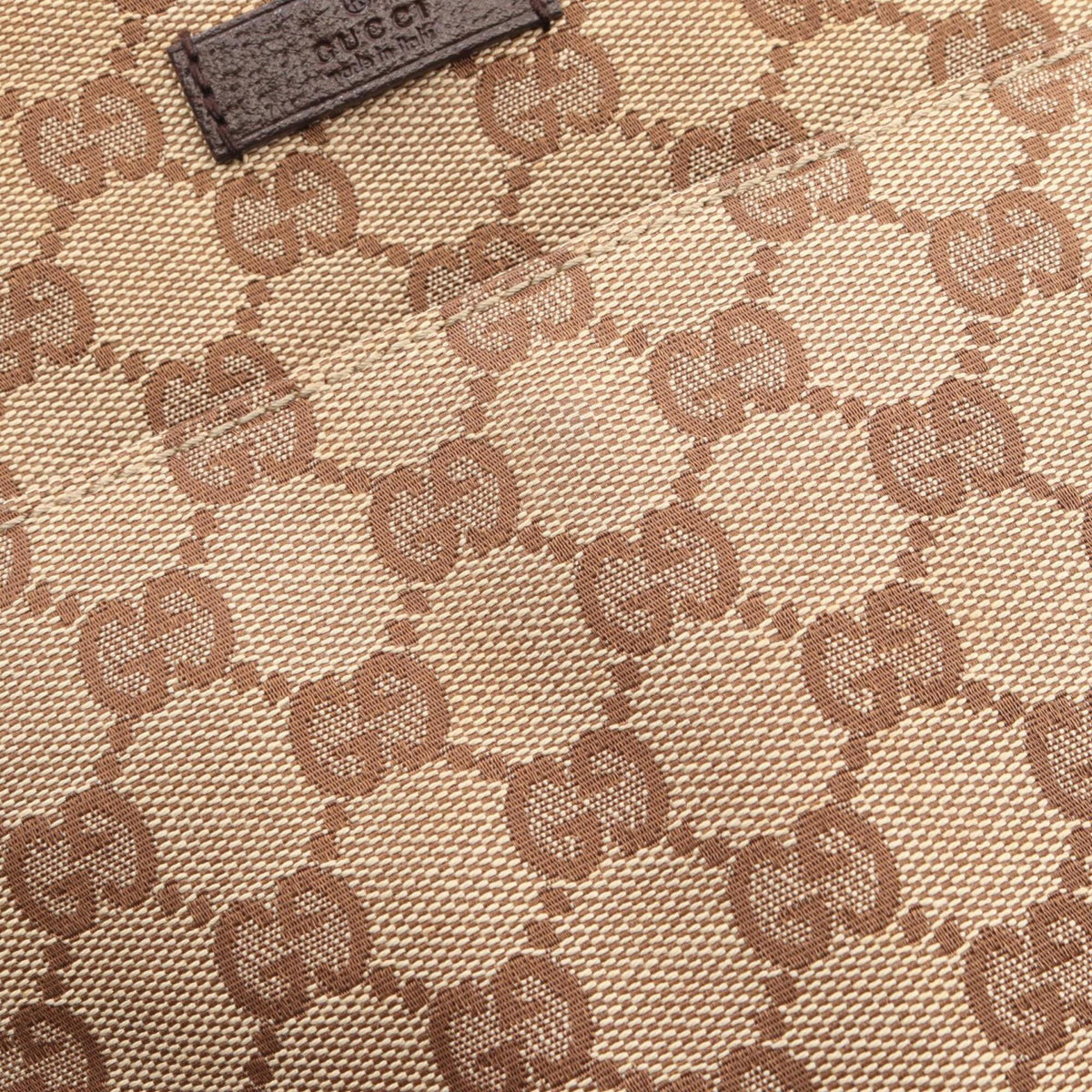 Gucci Beige Brown Canvas Leather Shoulder Bag (Pre-Owned)