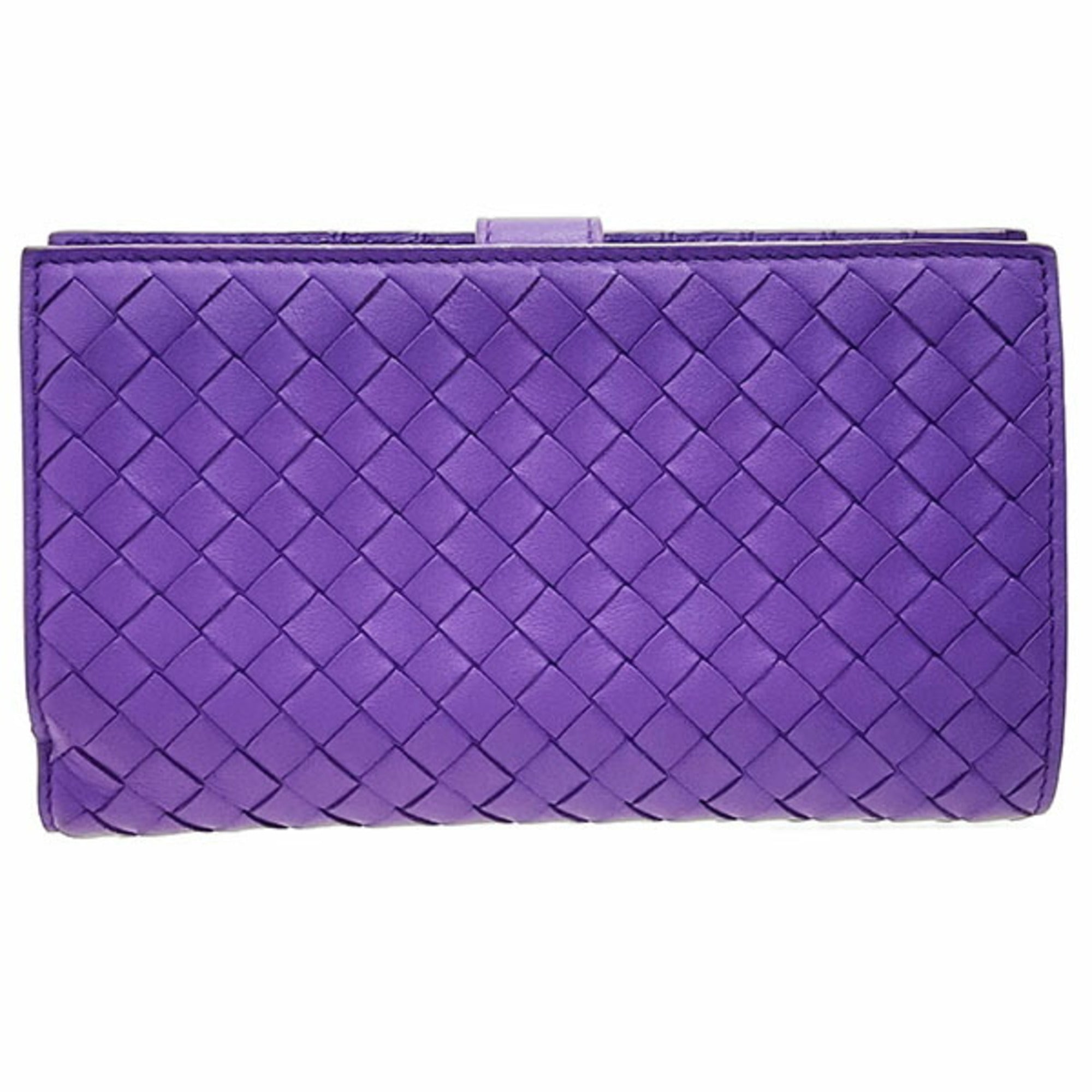 Bottega Veneta Purple Intrecciato Leather Long Wallet (Bi-Fold) (Pre-Owned)
