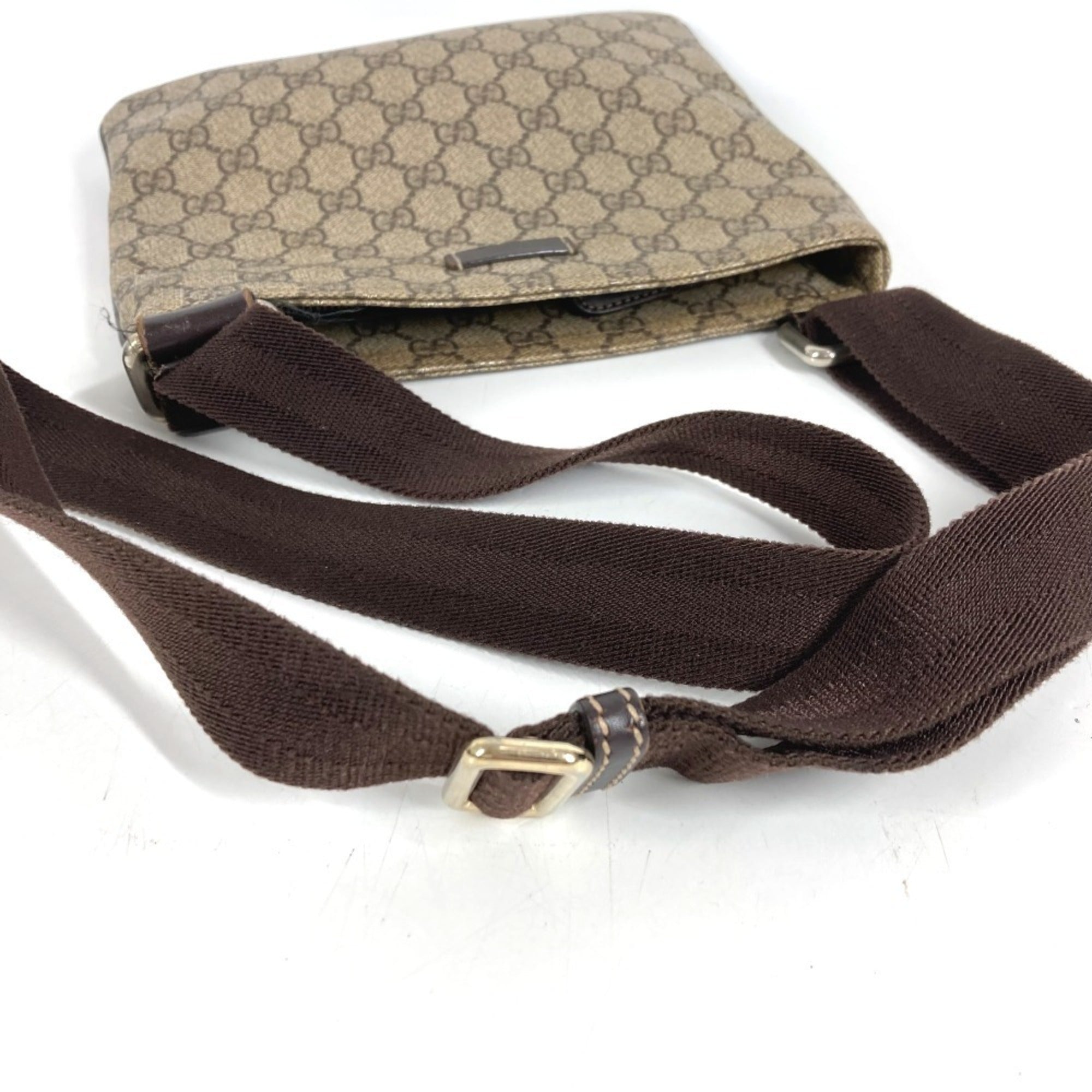 Gucci Beige Dark Brown Gg Leather Pvc Pochette Shoulder Bag (Pre-Owned)