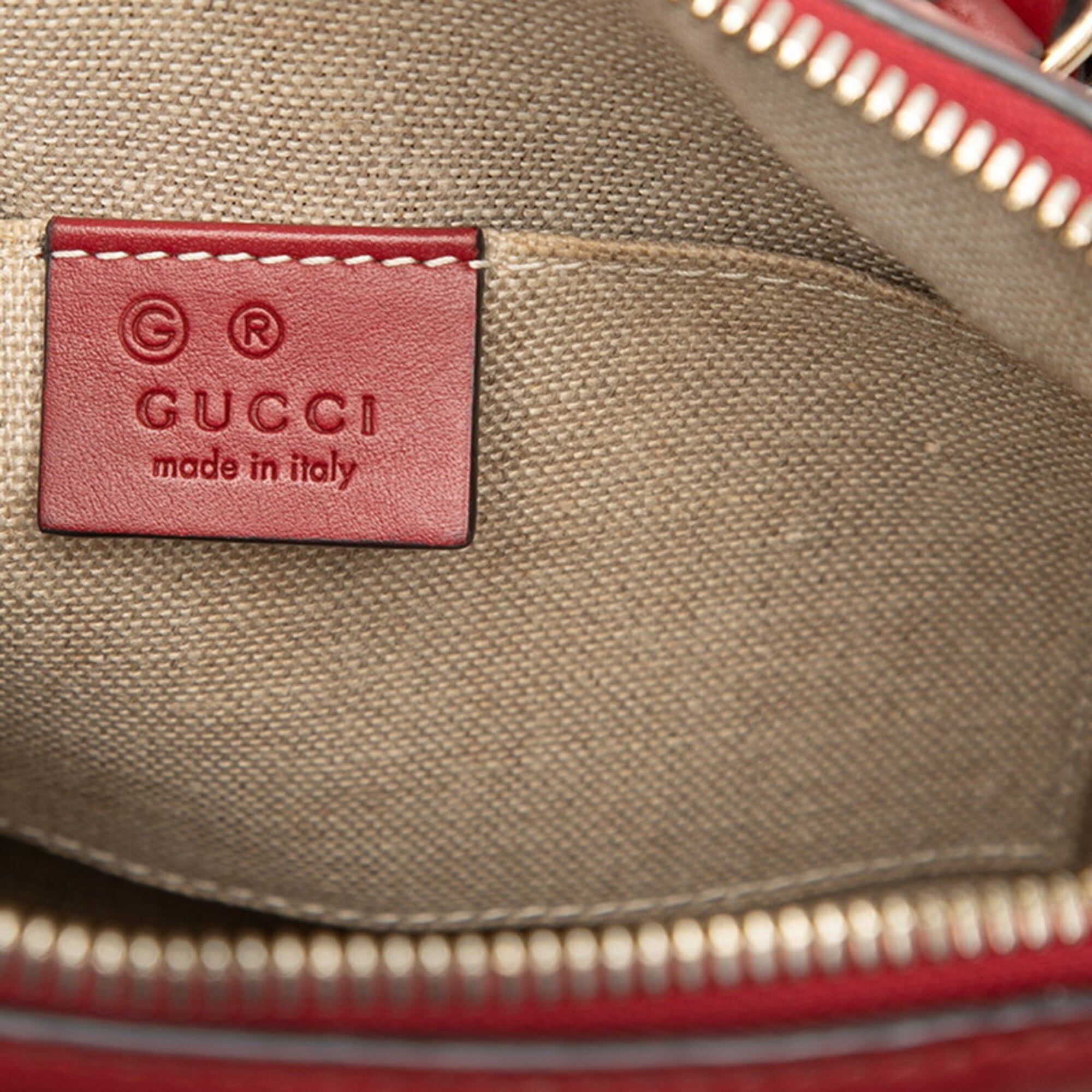 Gucci Red Color Leather Handbag Shoulder Bag (Pre-Owned)