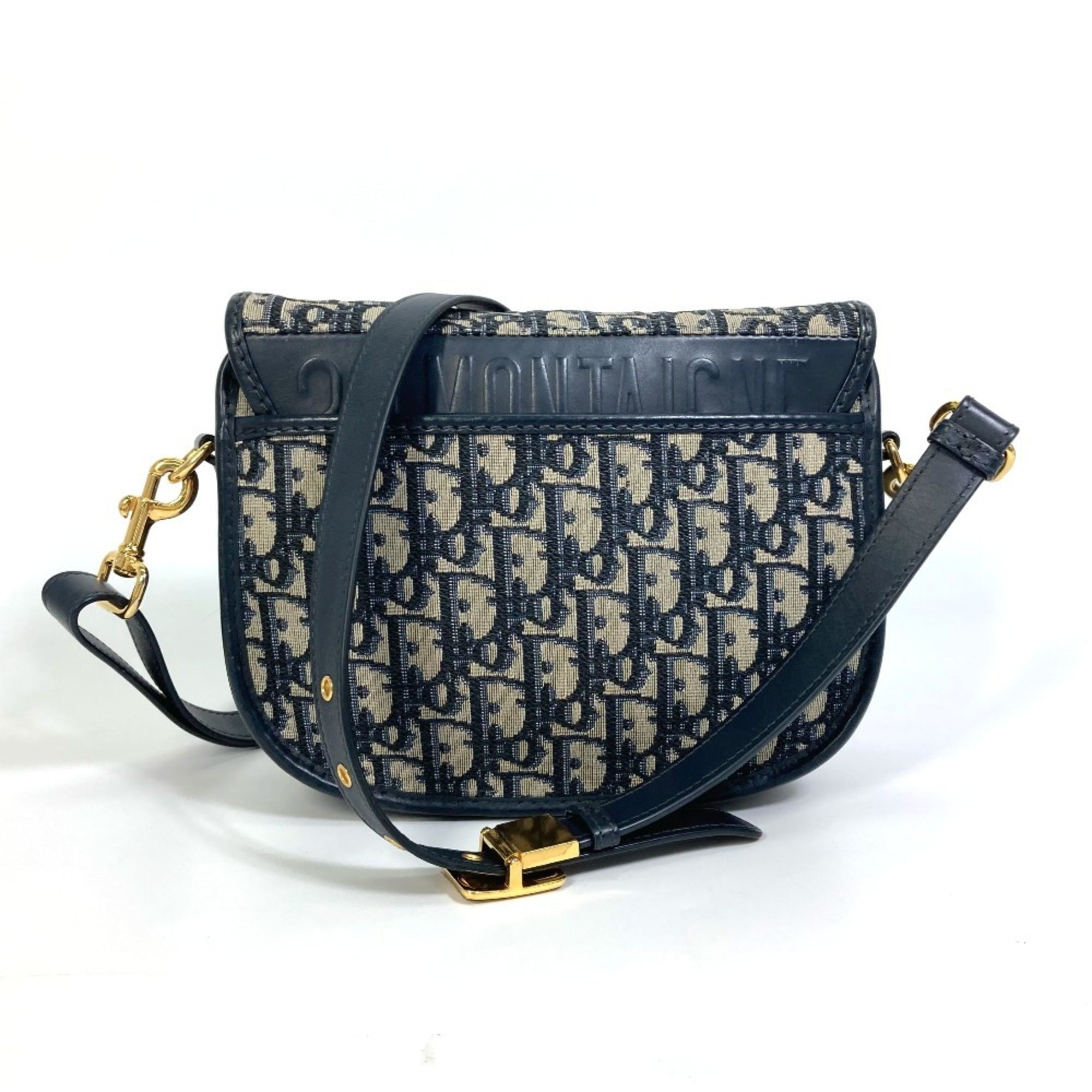 Christian Dior Navy Canvas Leather Pochette Shoulder Bag (Pre-Owned)