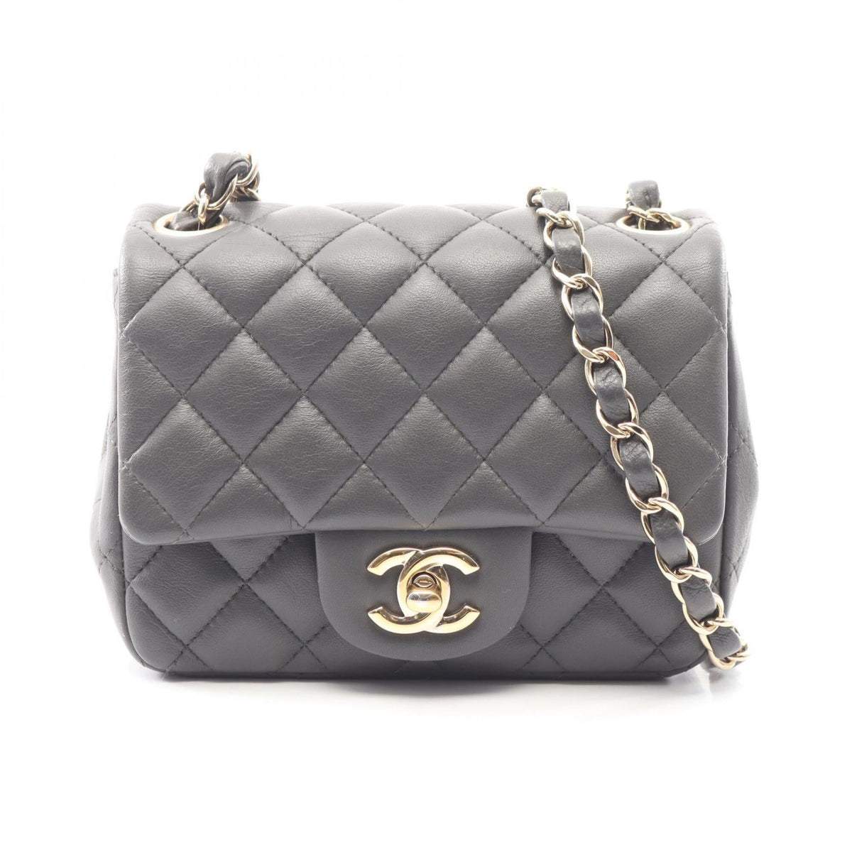 Chanel Gray Leather Handbag Shoulder Bag (Pre-Owned)