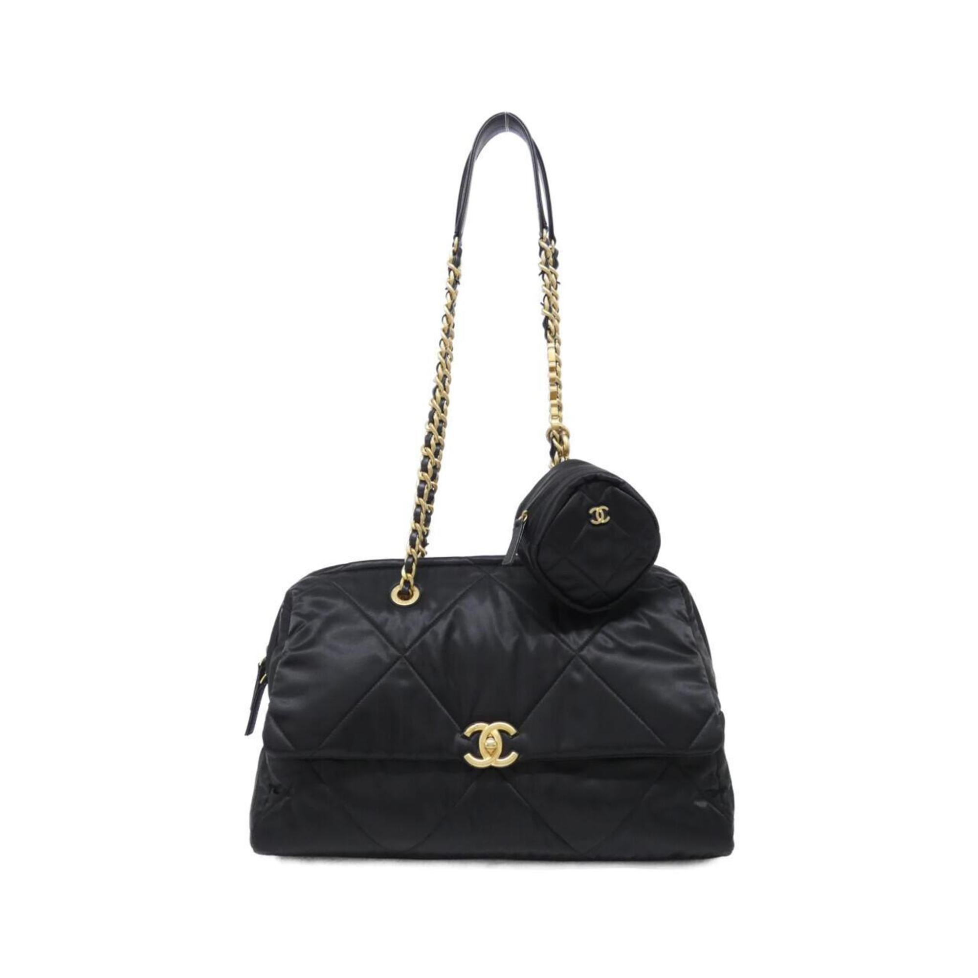 Chanel Black Satin Shoulder Bag (Pre-Owned)