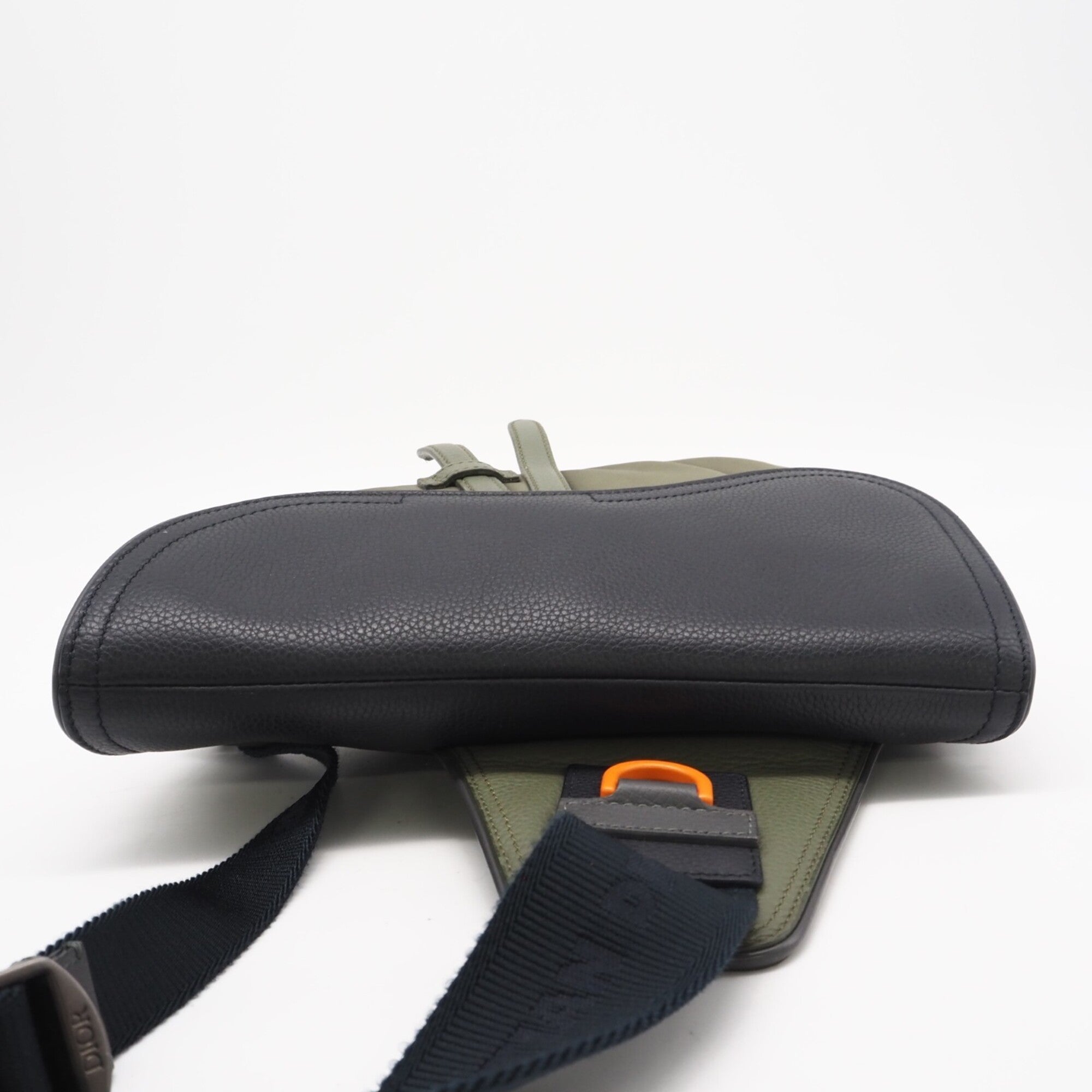 Christian Dior Black Khaki Orange Nylon Leather Saddle Bag (Pre-Owned)