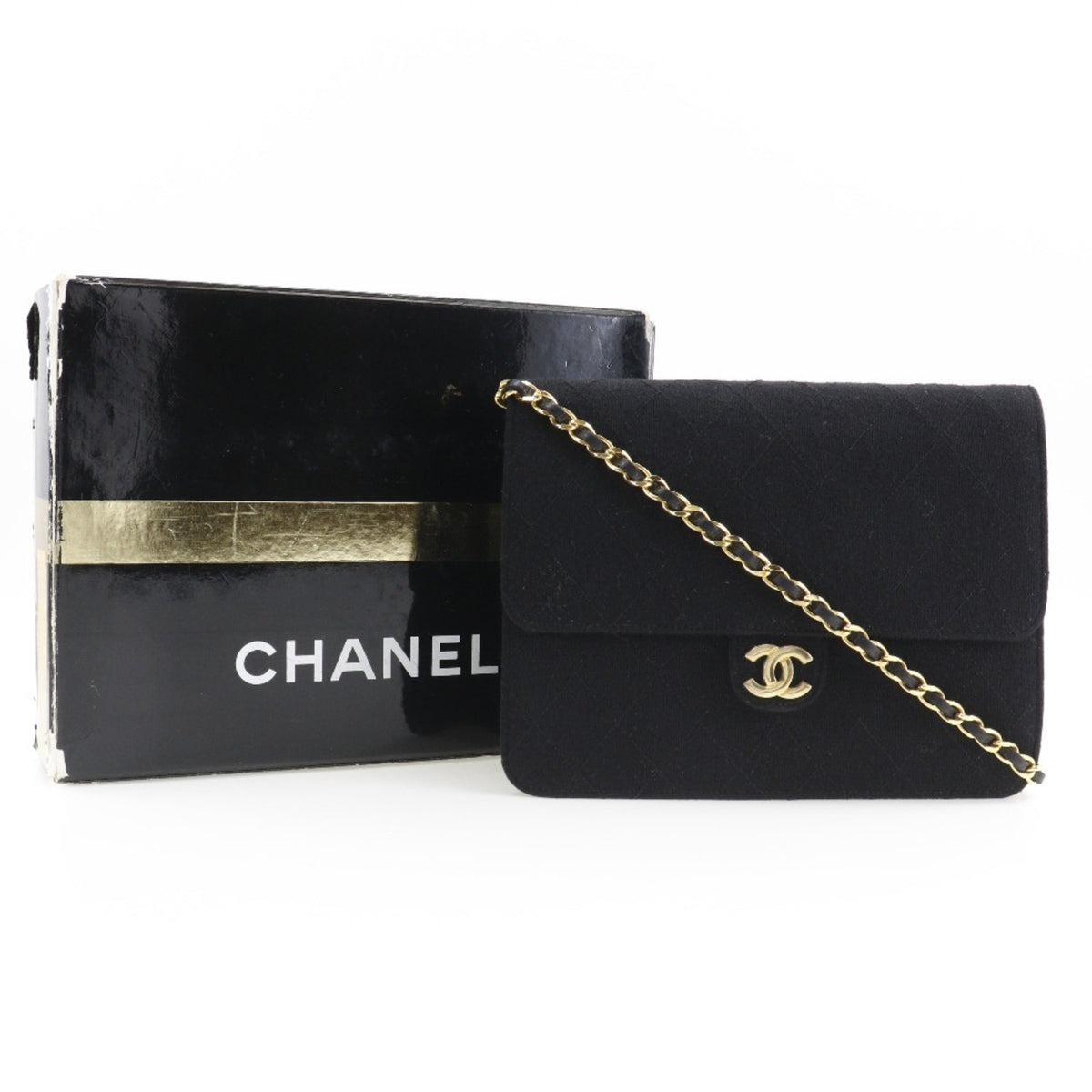 Chanel Black Cotton Shoulder Bag (Pre-Owned)