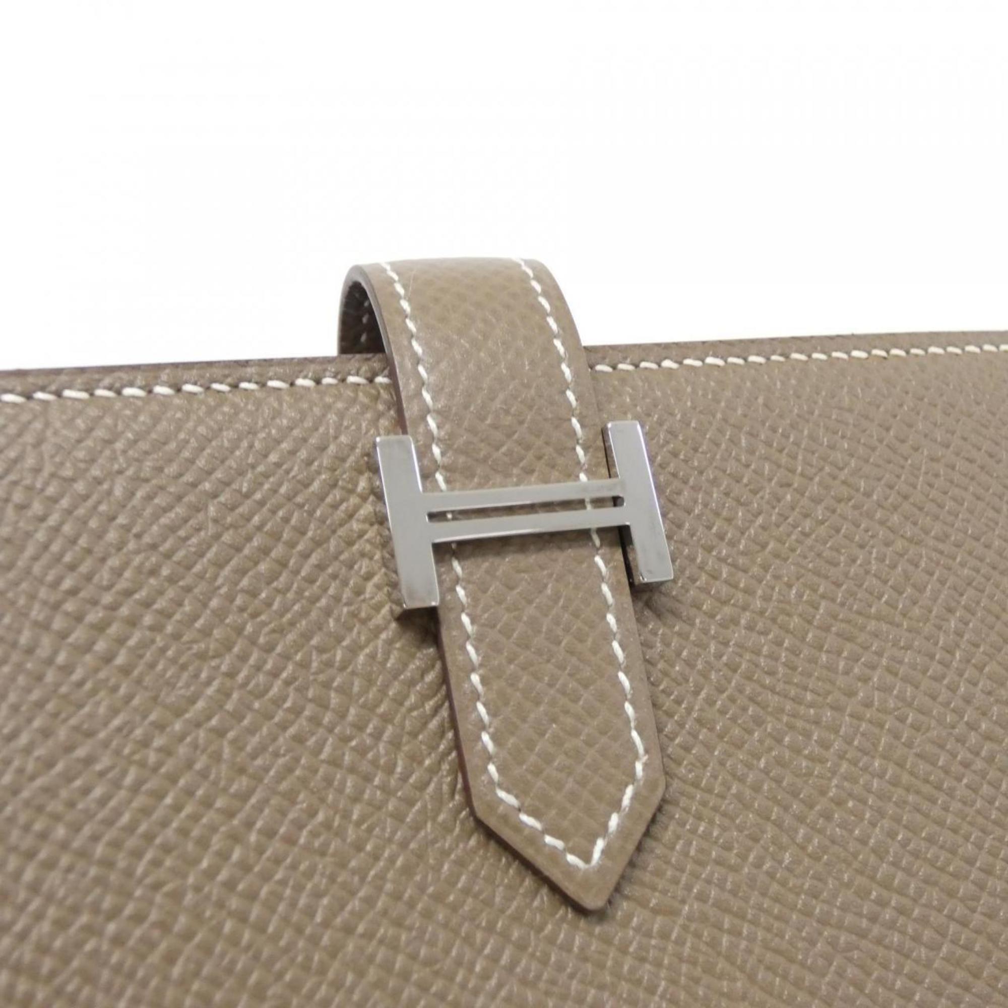 Hermes Bearn Etoupe Gray Epsom Leather Long Wallet (Bi-Fold) (Pre-Owned)