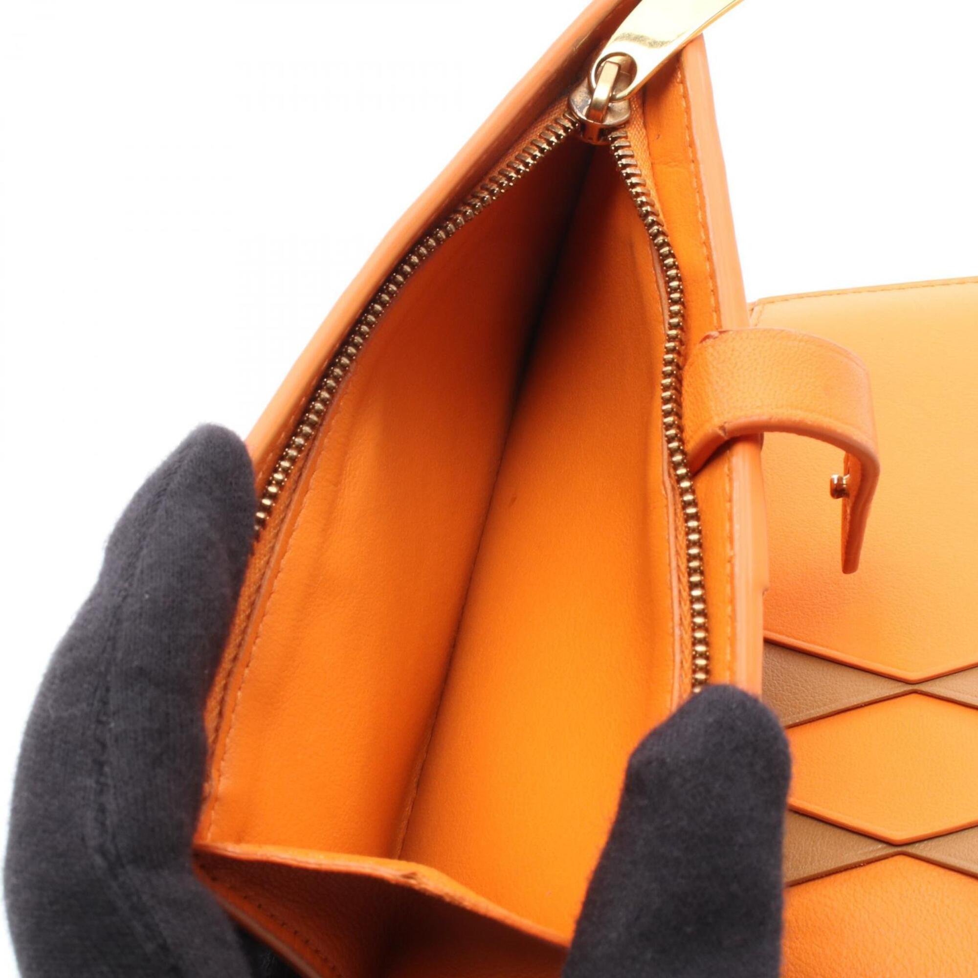 Bottega Veneta Brown Orange Leather Wallet (Bi-Fold) (Pre-Owned)