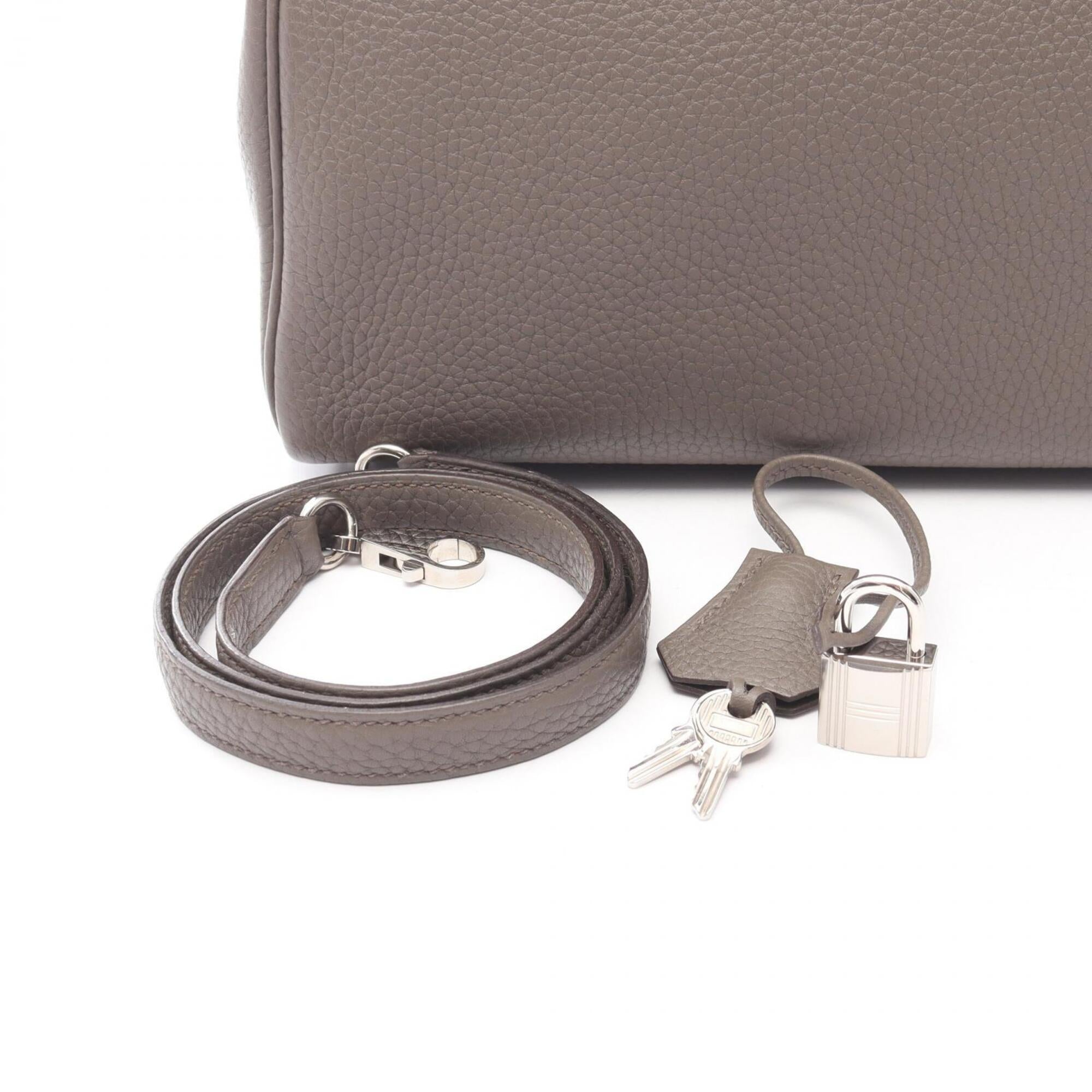 Hermes Etain Gray Taurillon Clemence Leather Handbag (Pre-Owned)