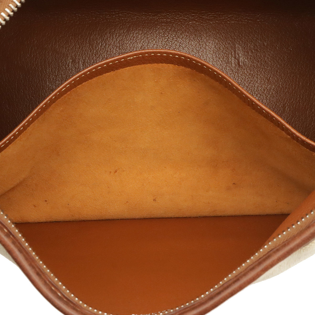 Hermes Berlingo Brown Natural Toile H Leather Shoulder Bag (Pre-Owned)