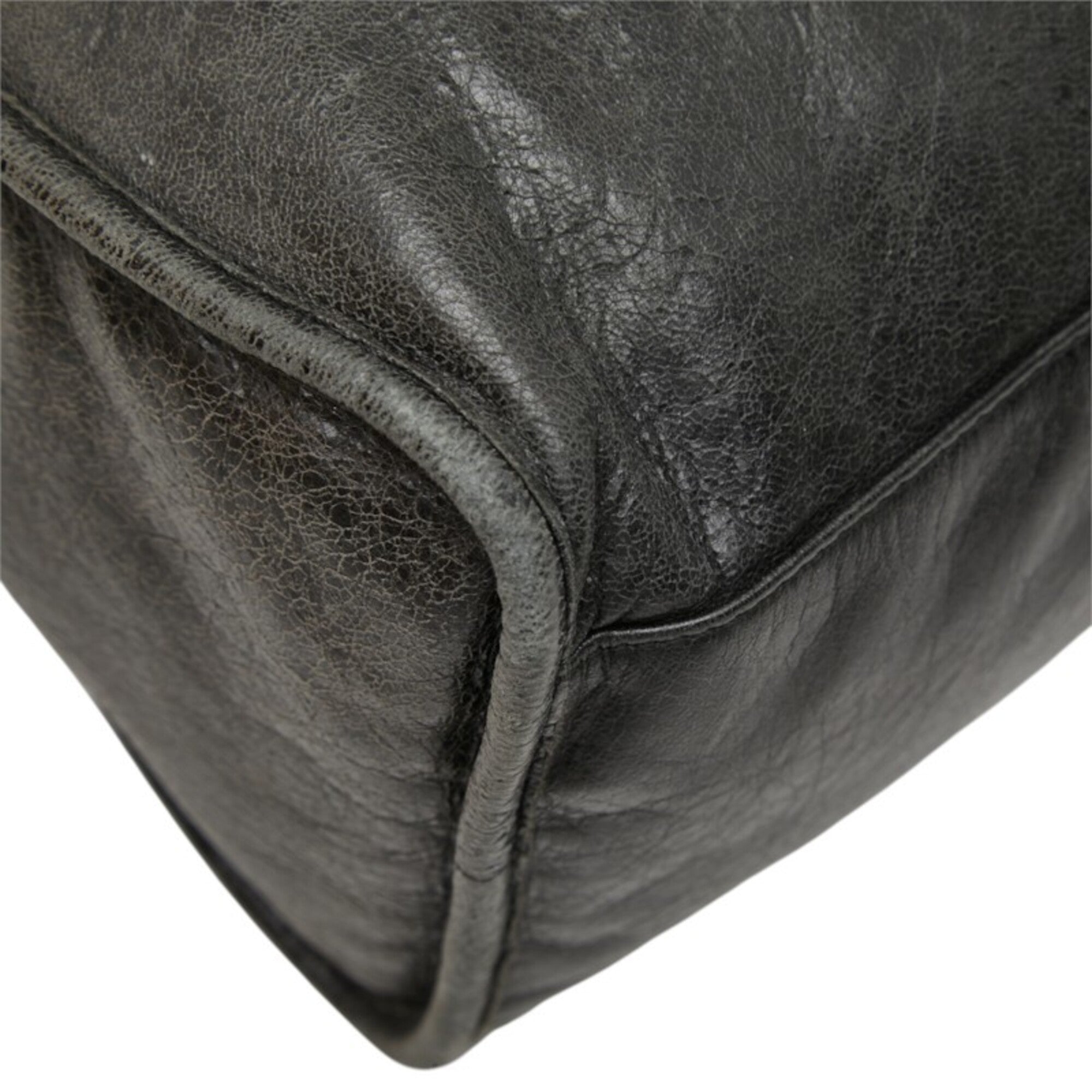 Balenciaga Black Leather Felt Handbag Shoulder Bag (Pre-Owned)