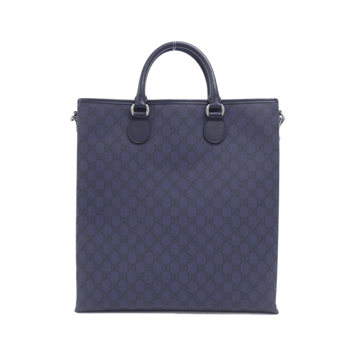Gucci Black Navy Gg Supreme Canvas Handbag (Pre-Owned)