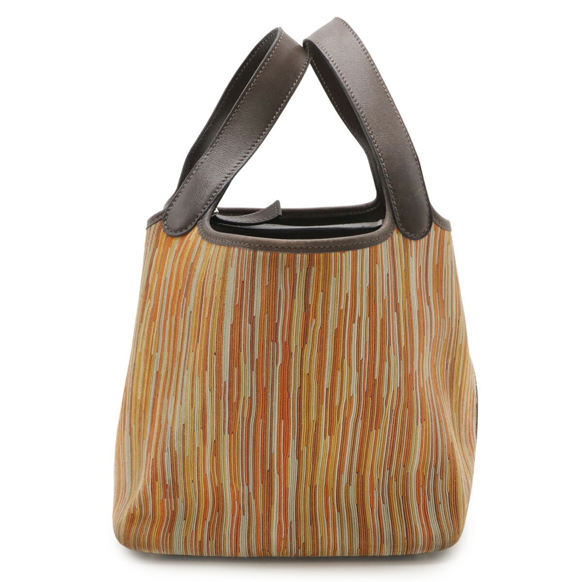 Hermes Picotin Dark Brown Multi-Color Orange Vibrato Leather Swift Leather Handbag Tote Bag (Pre-Owned)