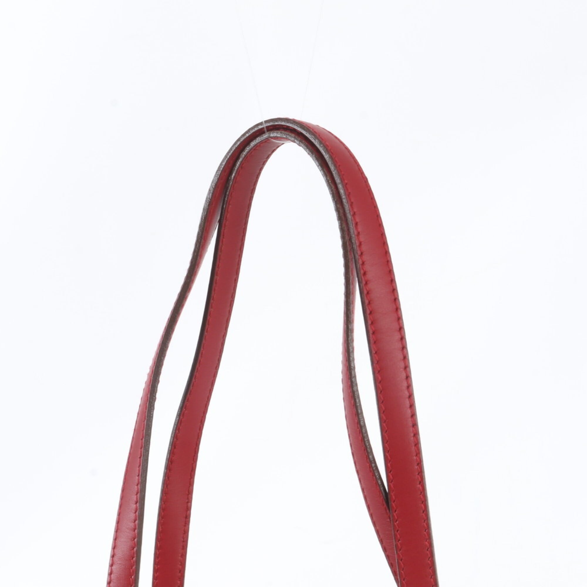 Prada Red Color Nylon Leather Handbag Shoulder Bag Tote Bag (Pre-Owned)