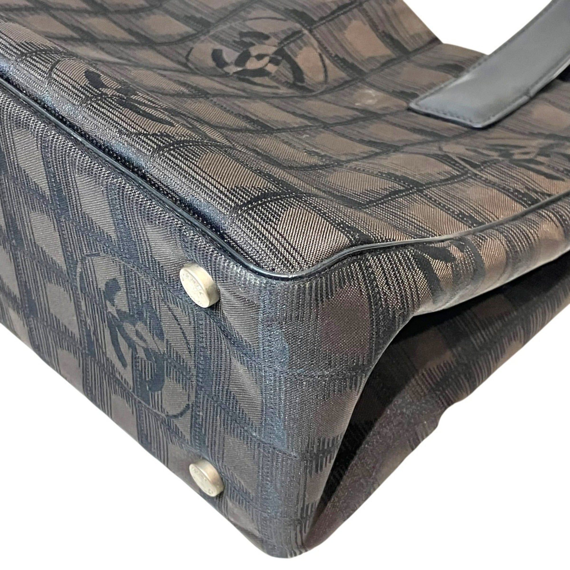 Chanel New Travel Line Brown Canvas Leather Tote Bag (Pre-Owned)