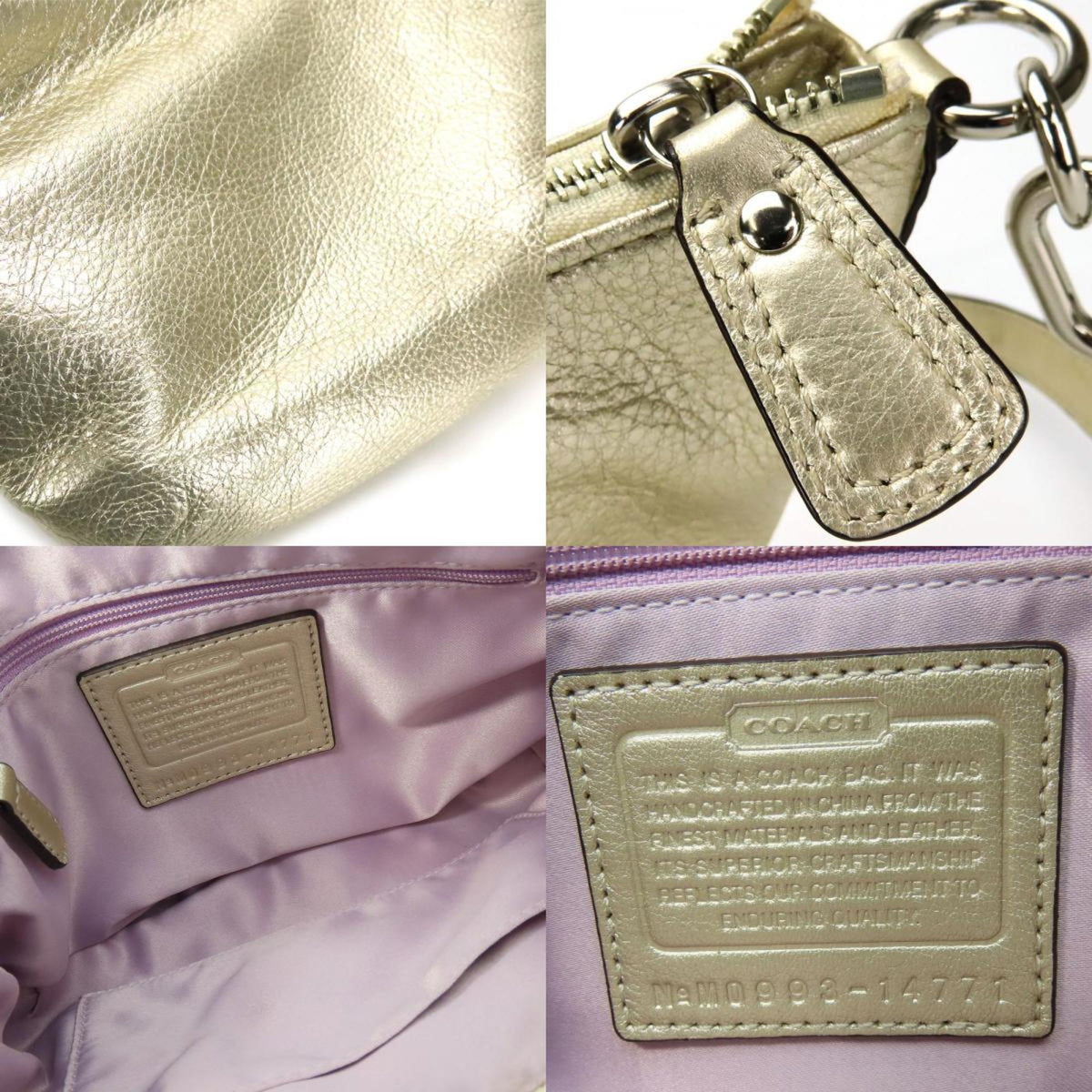 Coach Champagne Gold Leather Pochette Shoulder Bag (Pre-Owned)