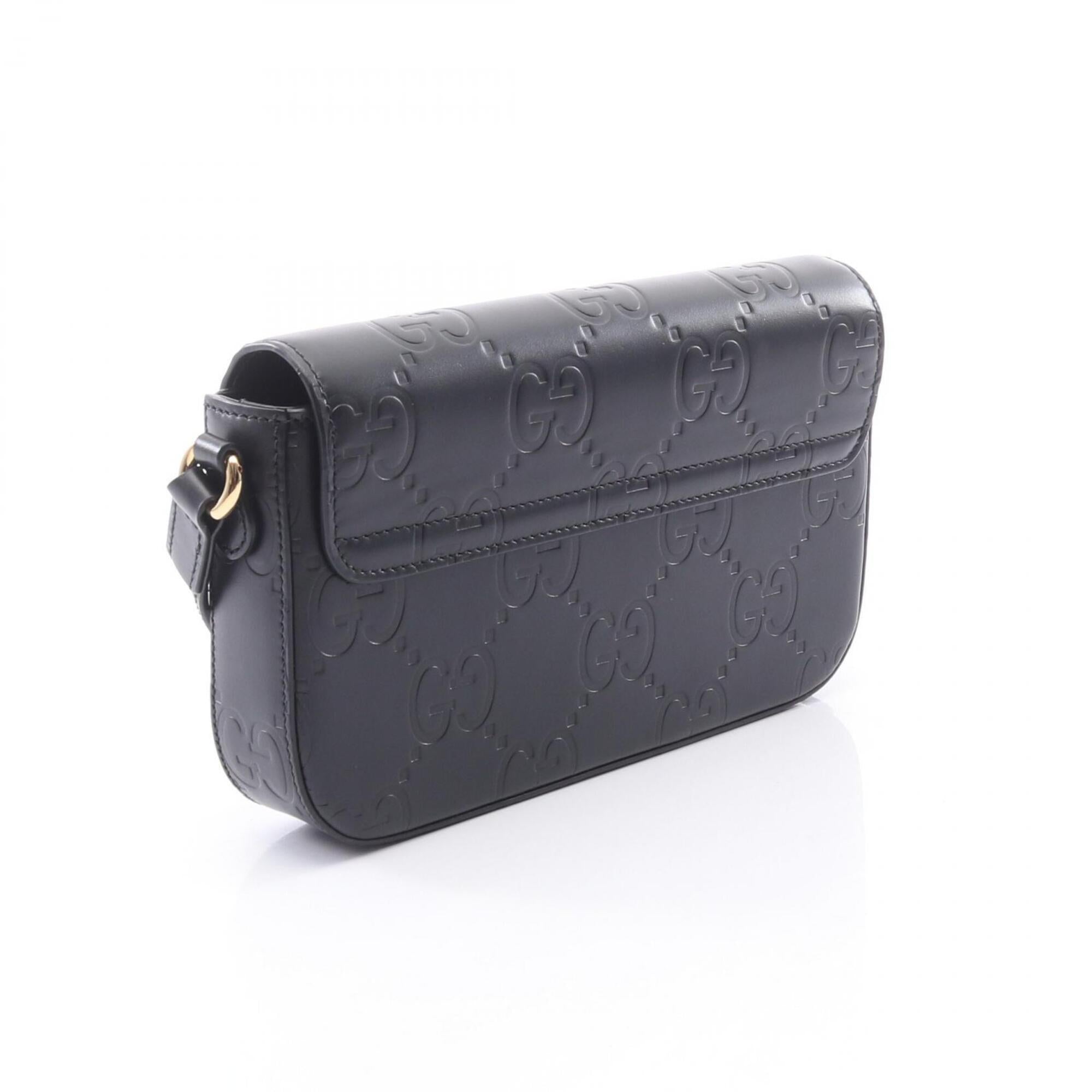 Gucci Black Leather Handbag Shoulder Bag (Pre-Owned)