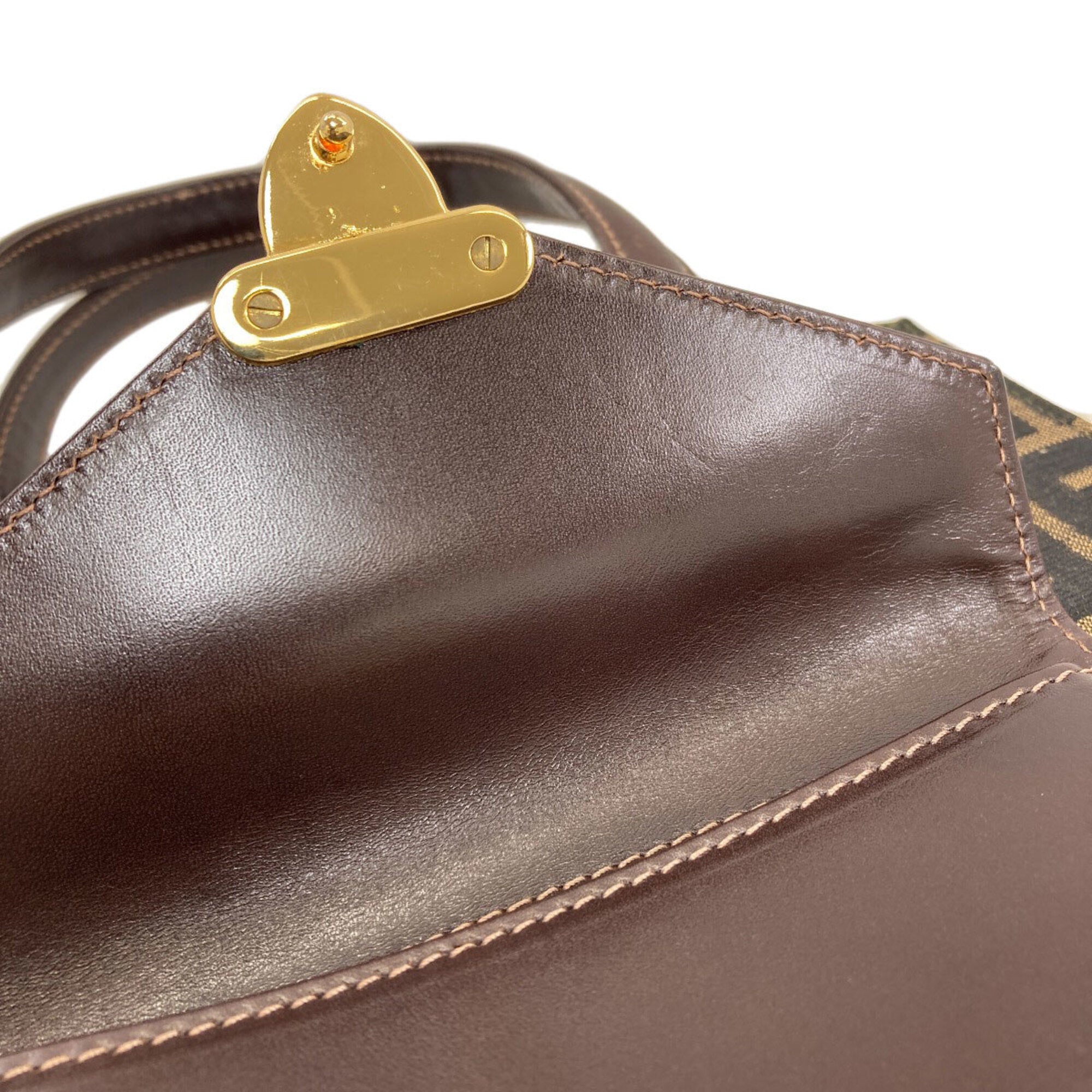 Fendi Brown Canvas Leather Handbag (Pre-Owned)