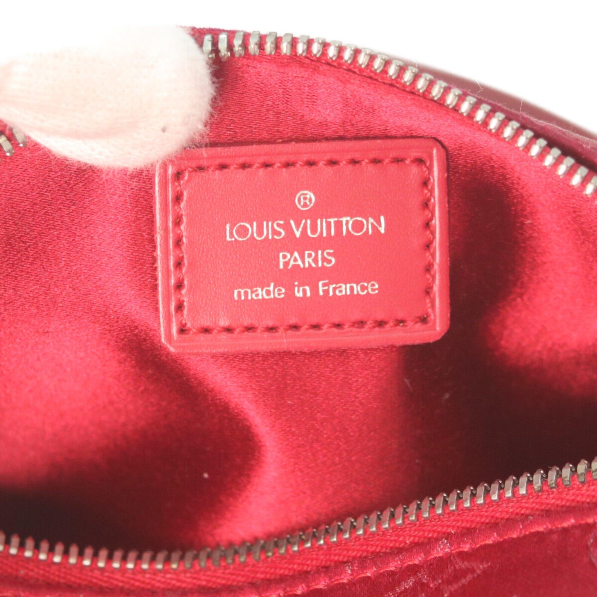 Louis Vuitton Red Color Monogram Satin Handbag (Pre-Owned)