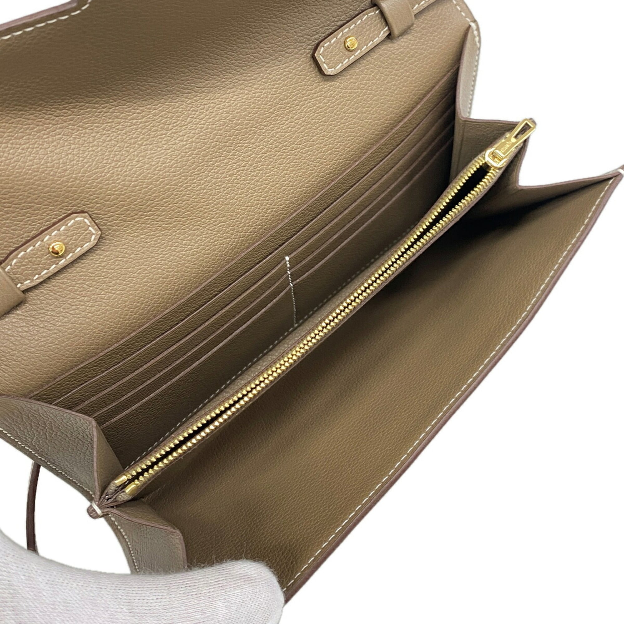 Hermes Etoupe Gray Chain/Shoulder Wallet (Pre-Owned)