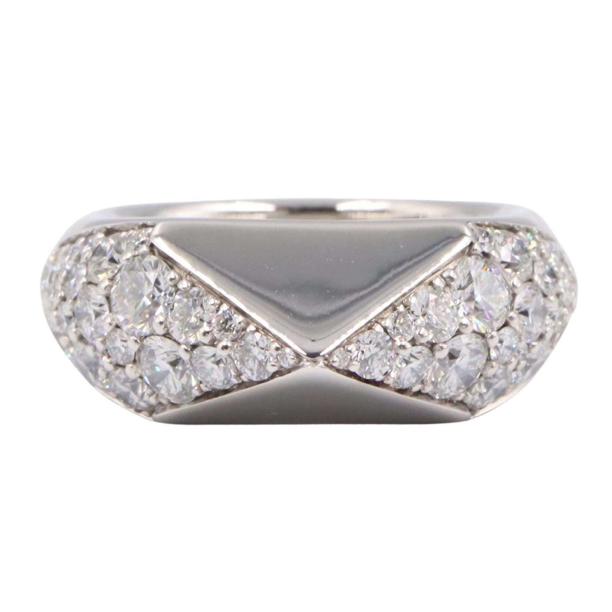 Prada Silver Clear White Gold (18K) Band Ring (Pre-Owned)