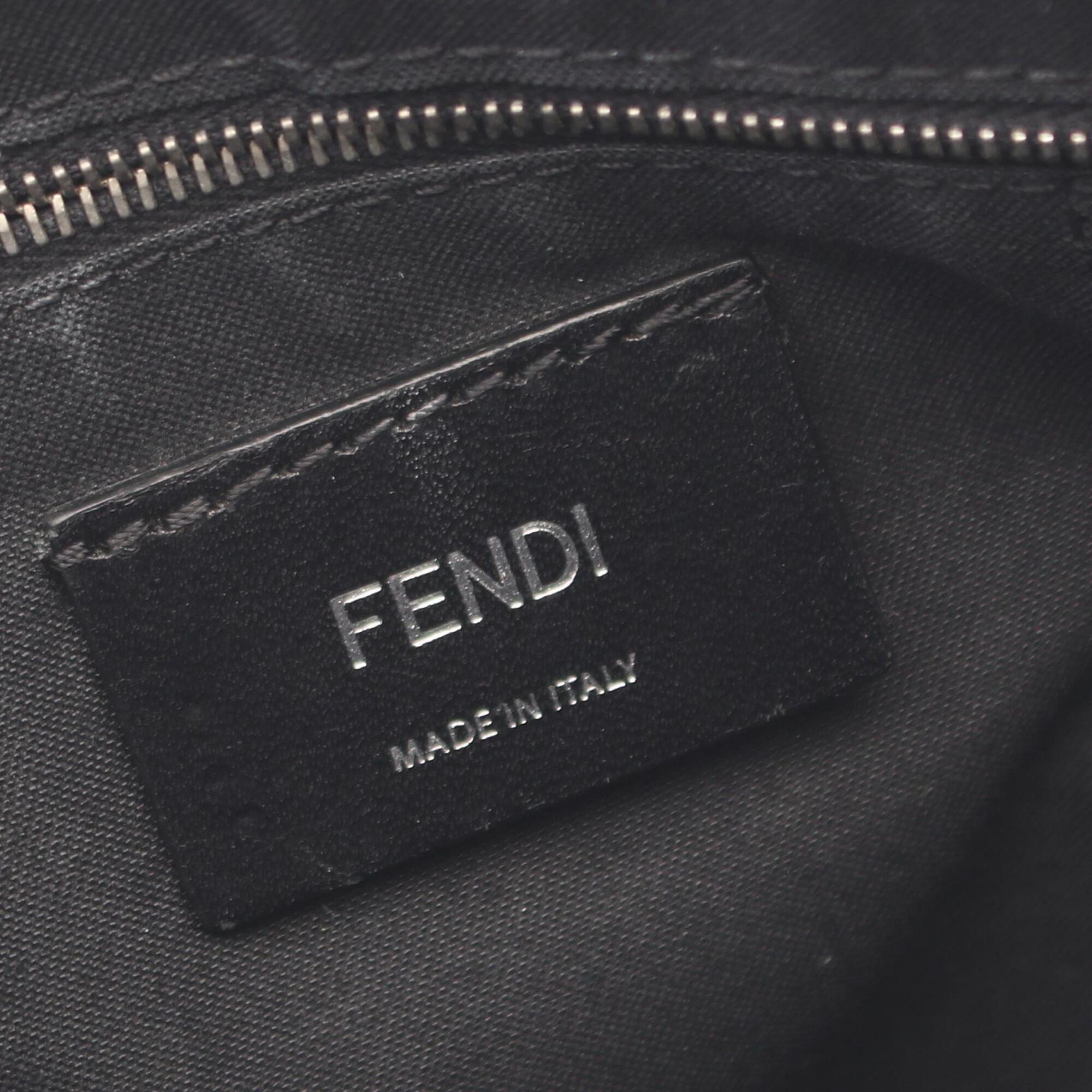 Fendi Black Brown Leather Coated Canvas Handbag Shoulder Bag (Pre-Owned)