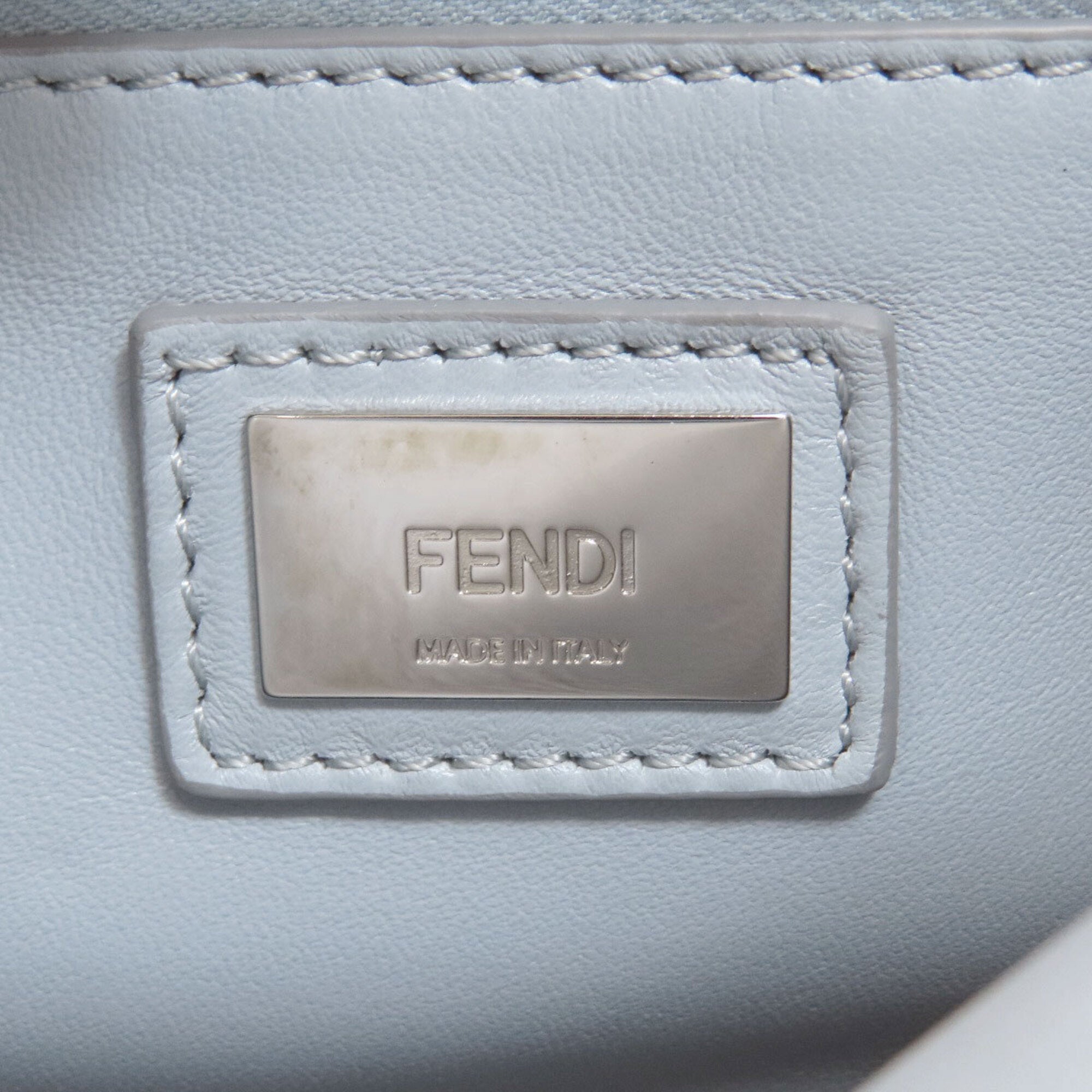 Fendi Peekaboo Light Blue Leather Handbag (Pre-Owned)