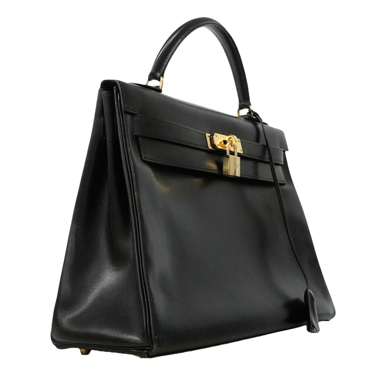 Hermes Black Box Calf Leather Handbag (Pre-Owned)