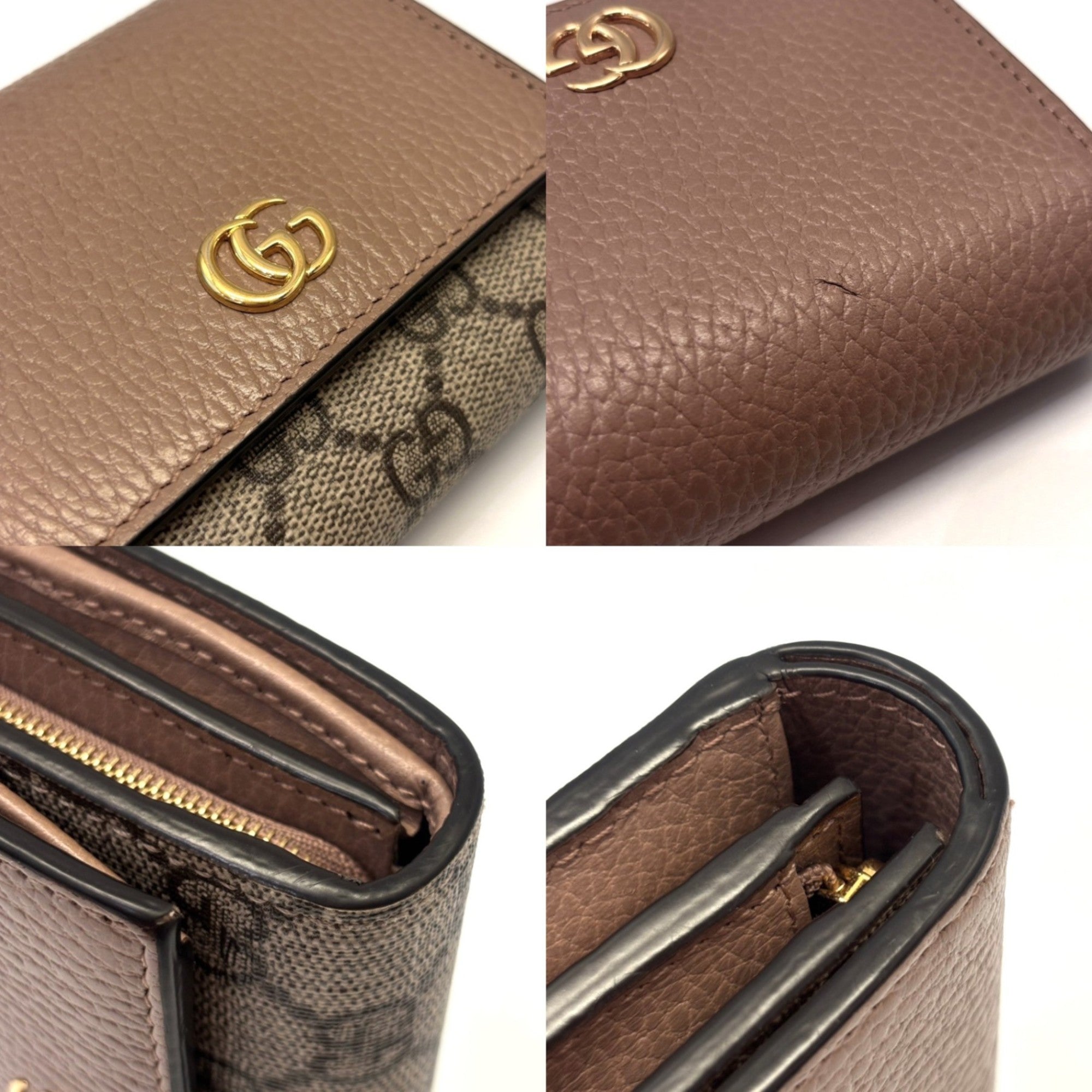 Gucci Pink Beige Gg Supreme Leather Wallet (Bi-Fold) (Pre-Owned)
