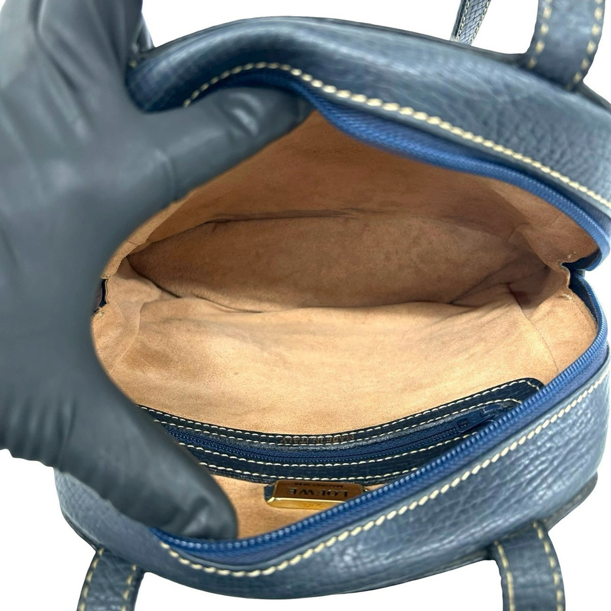 Loewe Navy Leather Handbag Shoulder Bag Tote Bag (Pre-Owned)