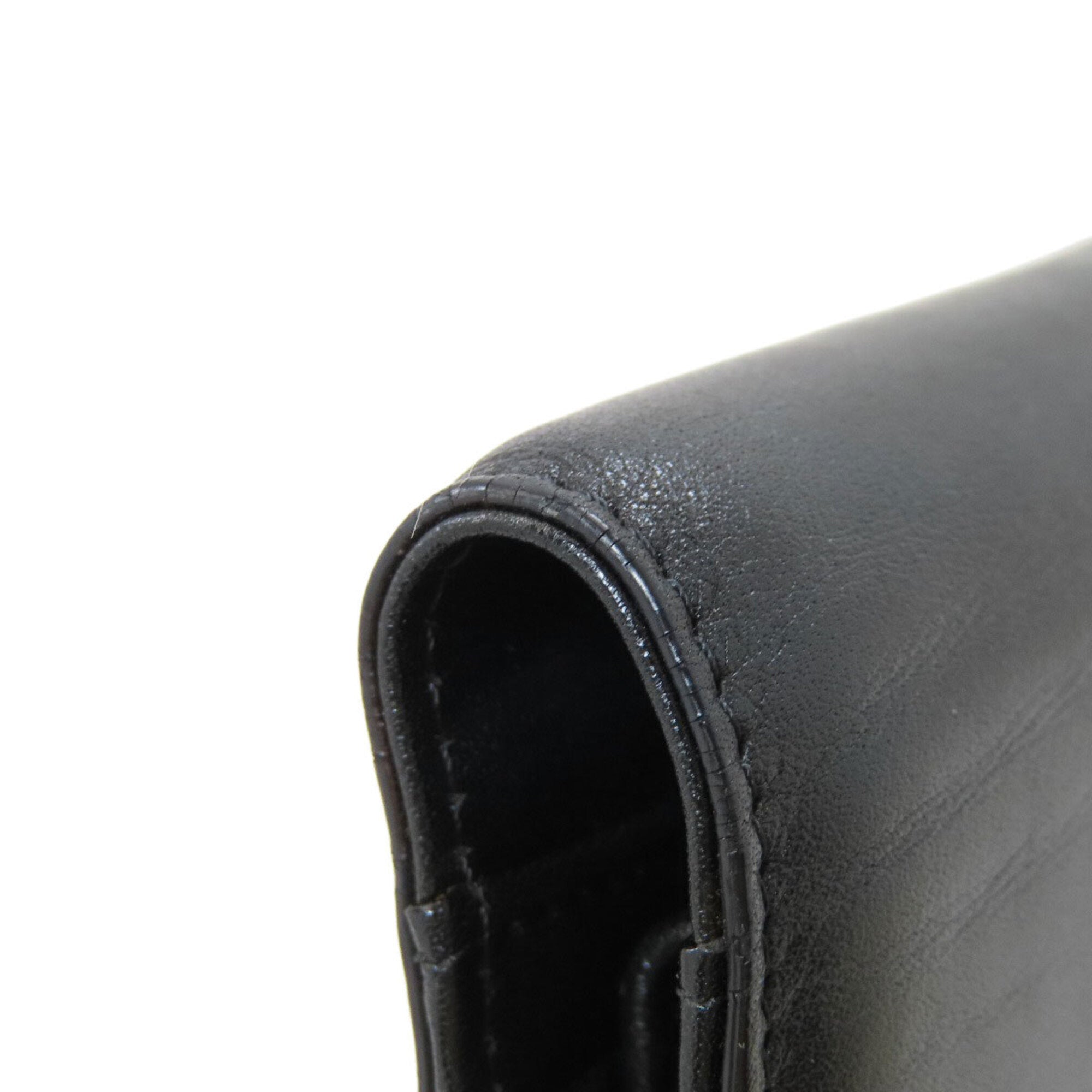 Chanel Black Leather Long Wallet (Bi-Fold) (Pre-Owned)