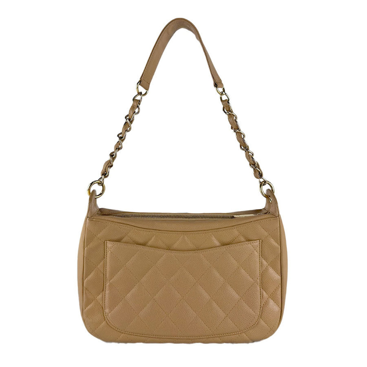 Chanel Beige Grained Calfskin Shoulder Bag (Pre-Owned)