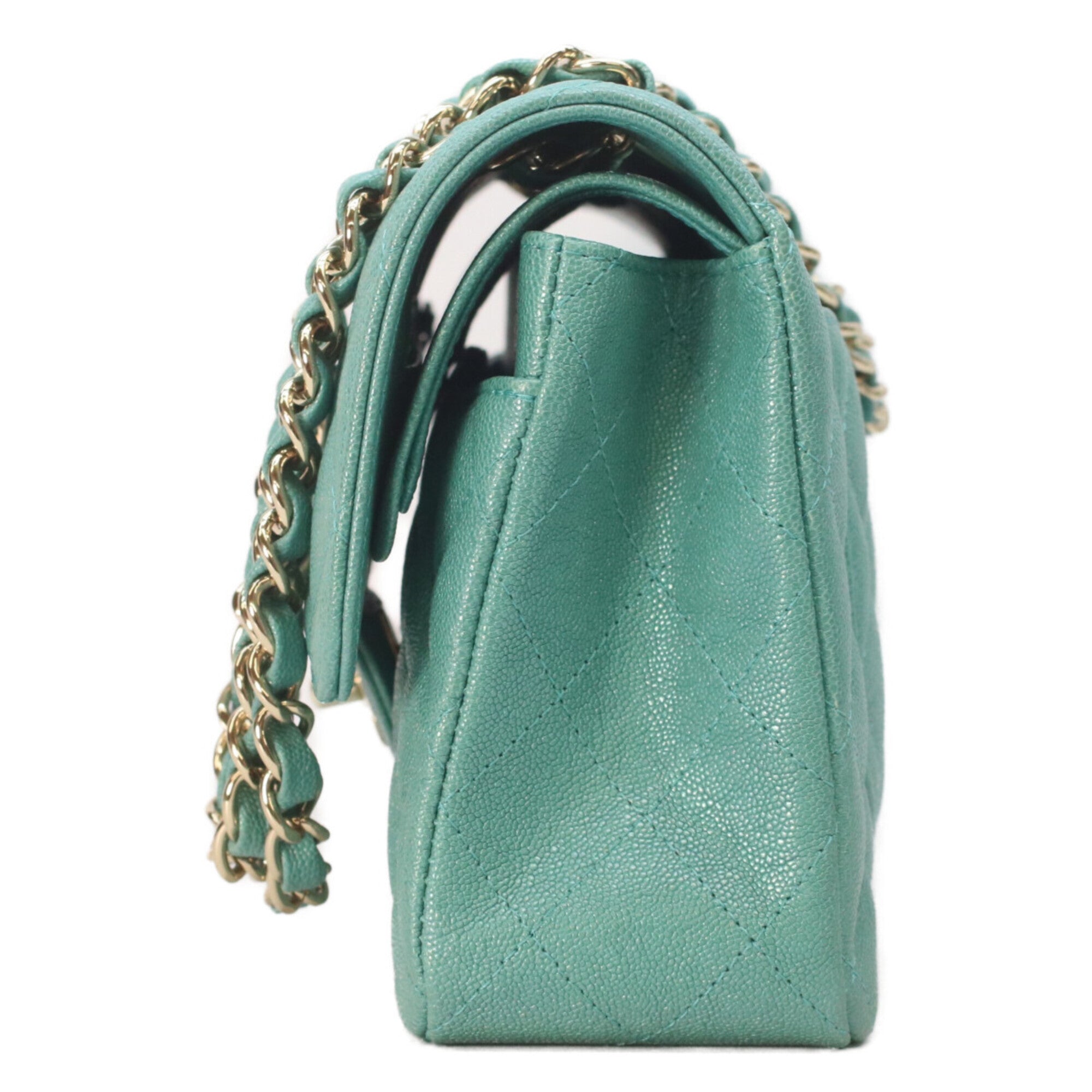 Chanel Green Grained Calfskin Shoulder Bag (Pre-Owned)