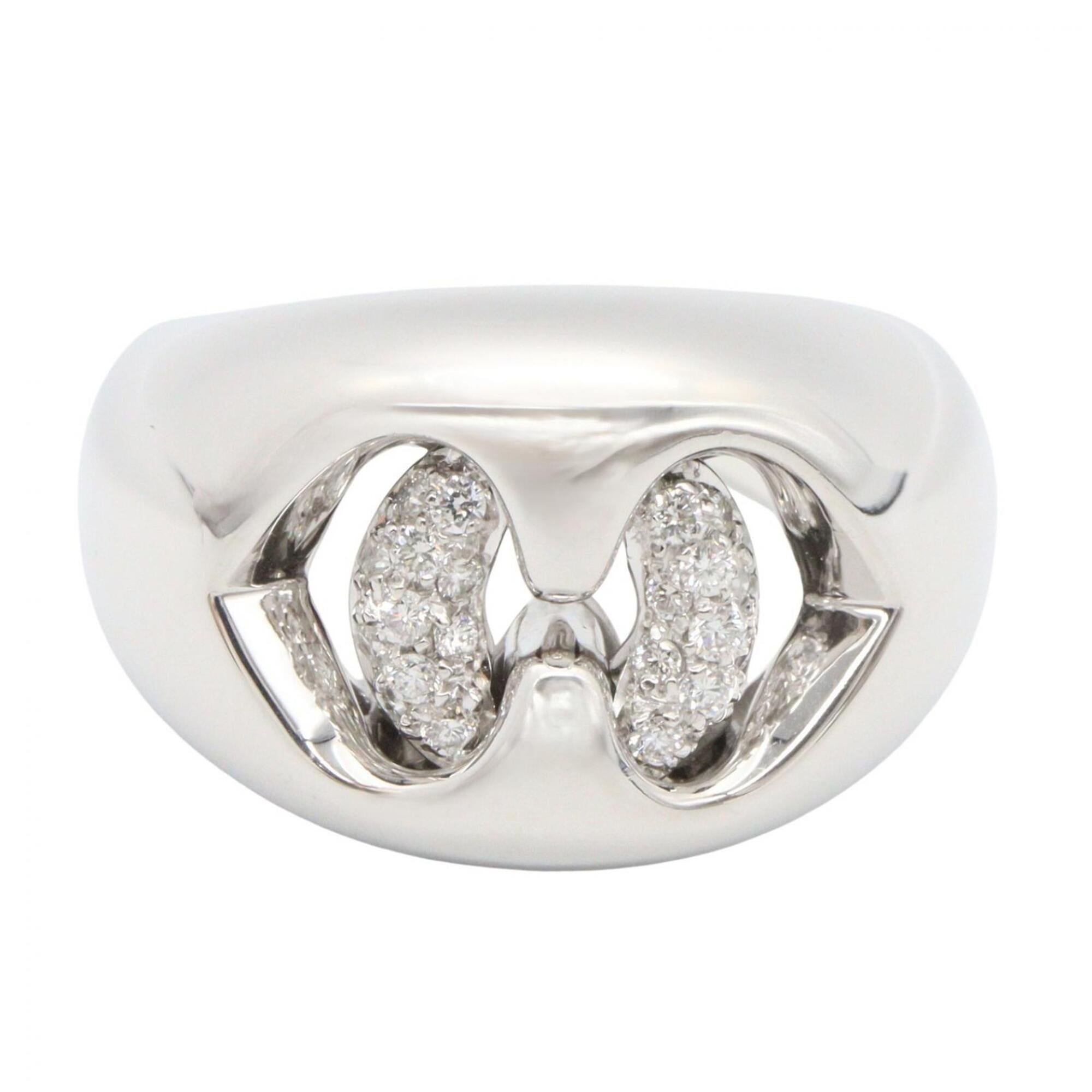 Bvlgari Silver Clear White Gold (18K) Band Ring (Pre-Owned)
