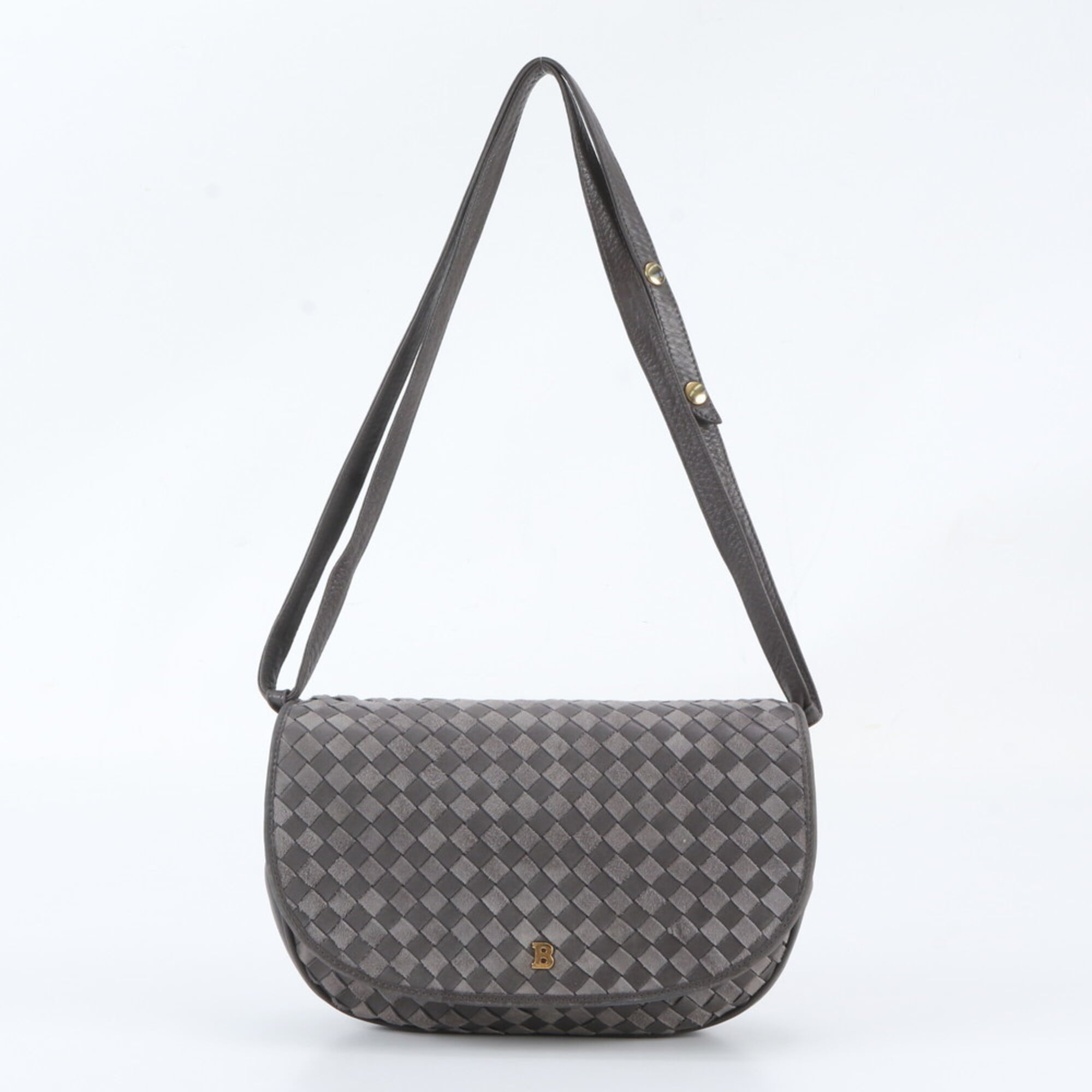 Bally Gray Leather Crossbody Bag Shoulder Bag (Pre-Owned)