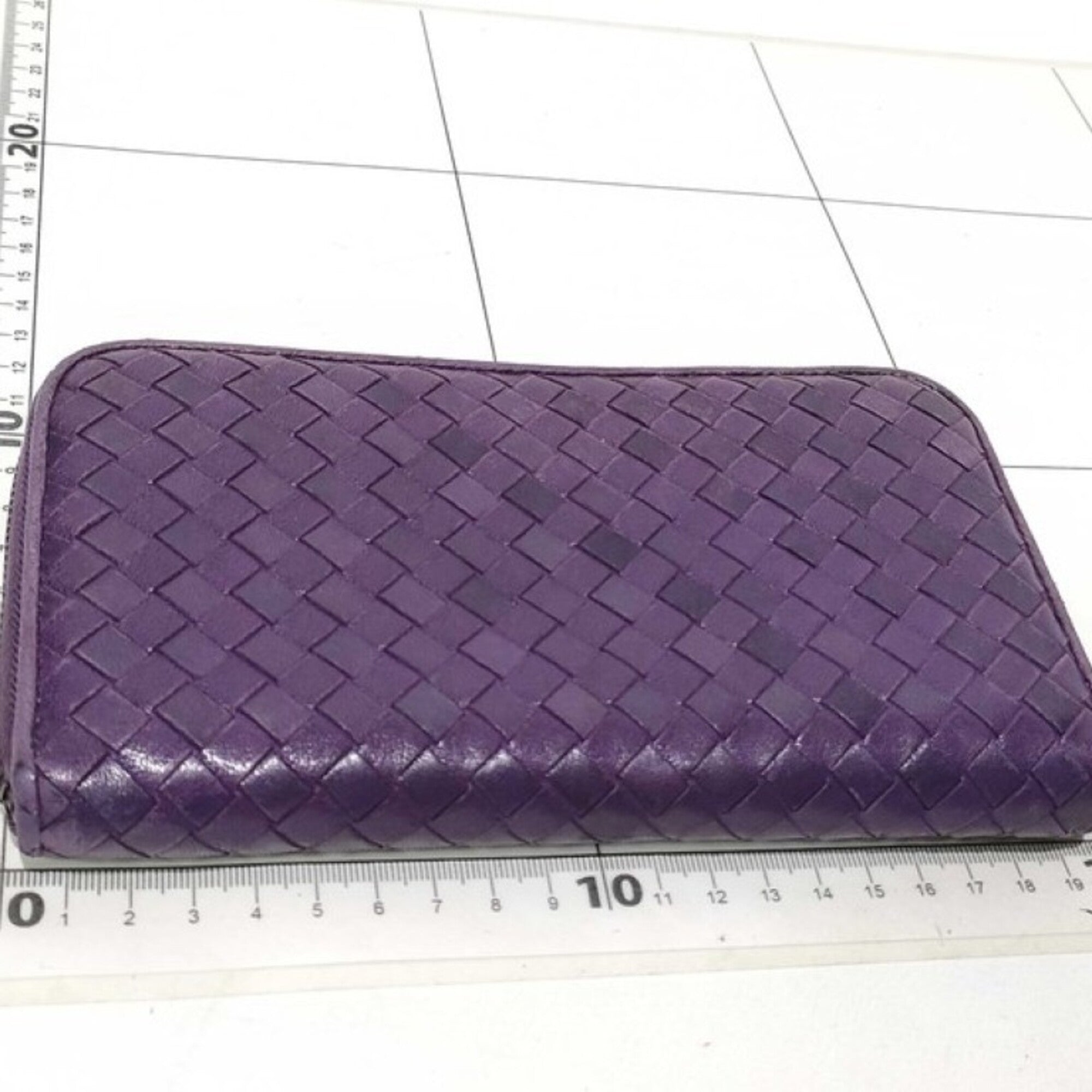 Bottega Veneta Intrecciato Purple Leather Long Wallet (Bi-Fold) (Pre-Owned)