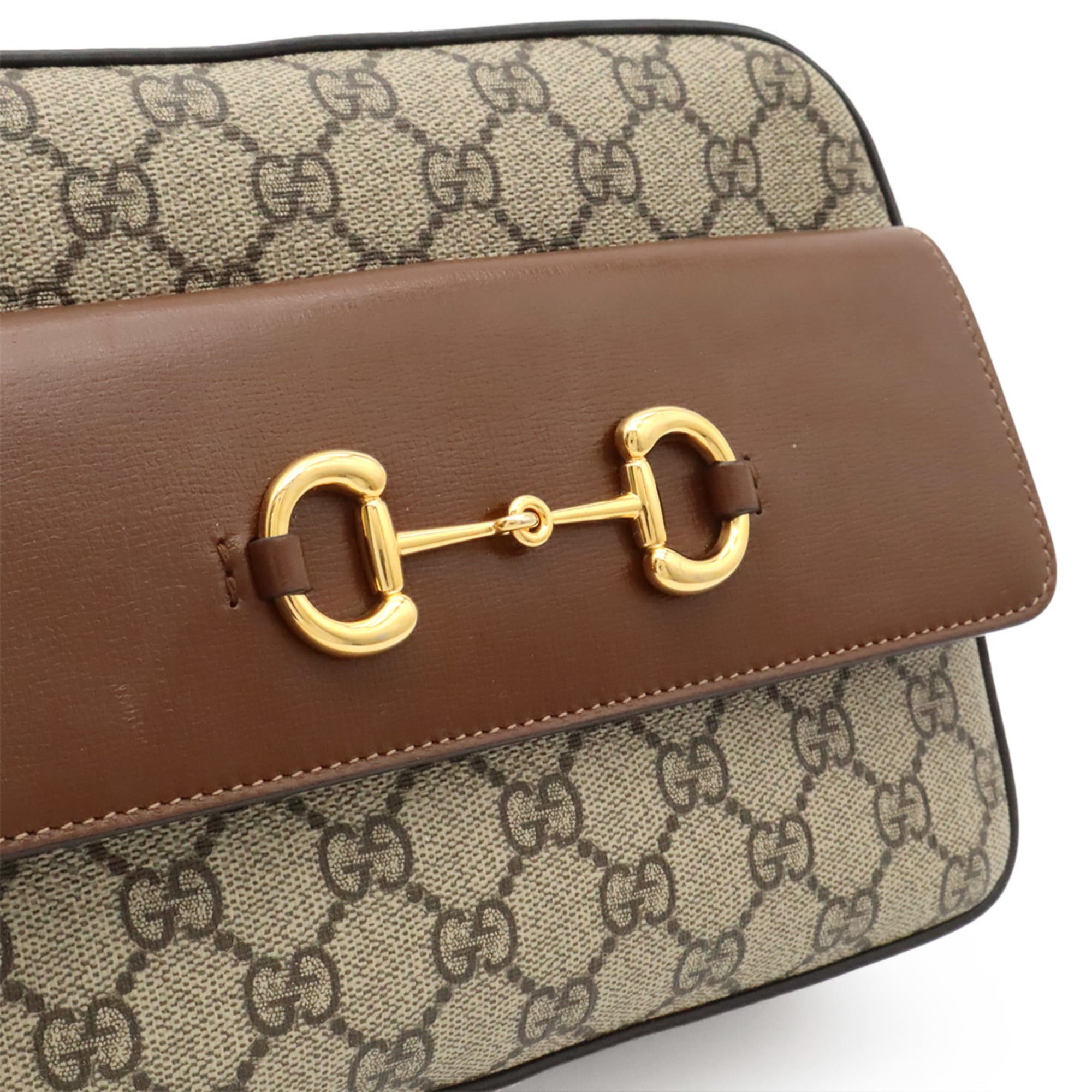 Gucci Beige Brown Gg Supreme Canvas Leather Pochette Shoulder Bag (Pre-Owned)