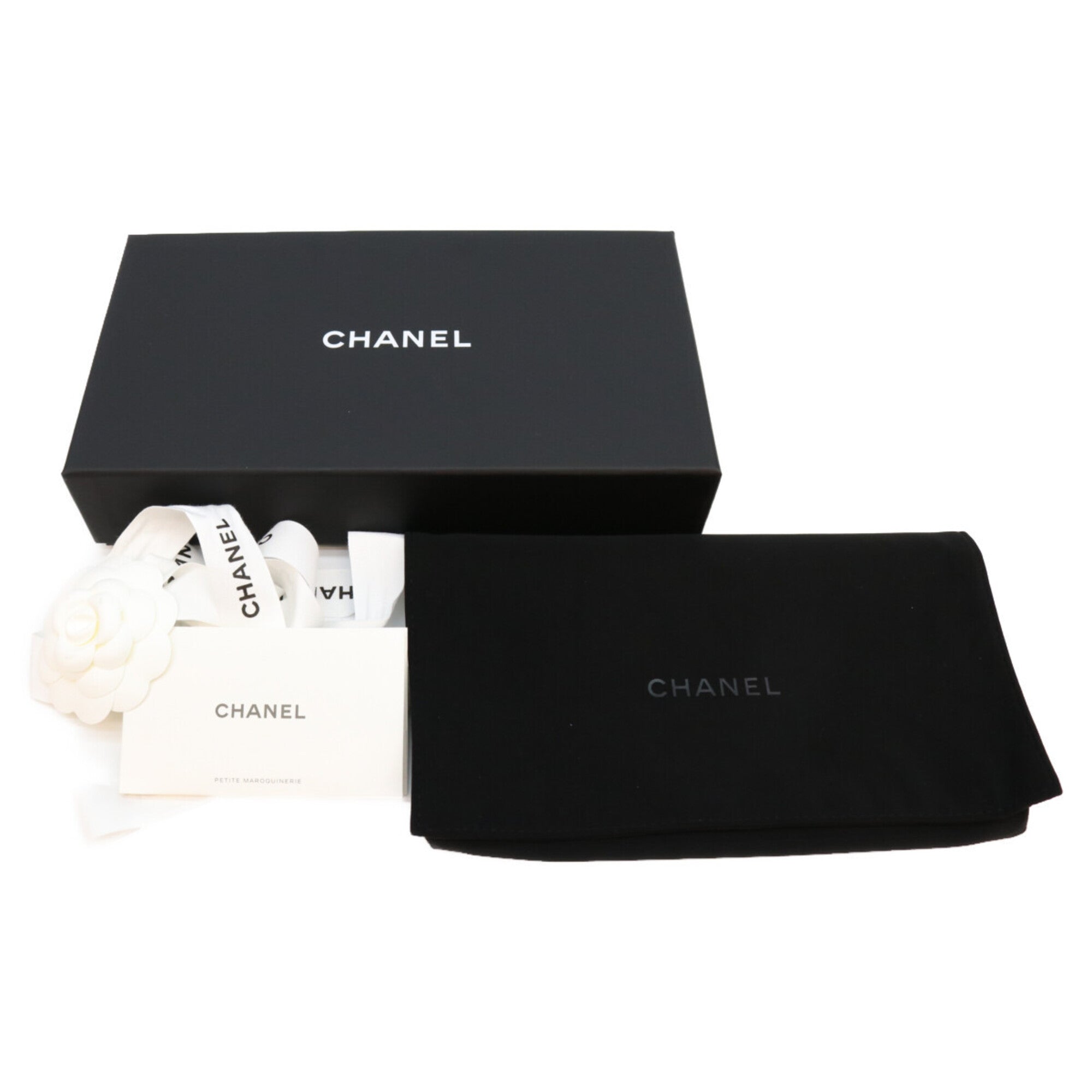 Chanel Black Grained Calfskin Long Wallet (Bi-Fold) (Pre-Owned)