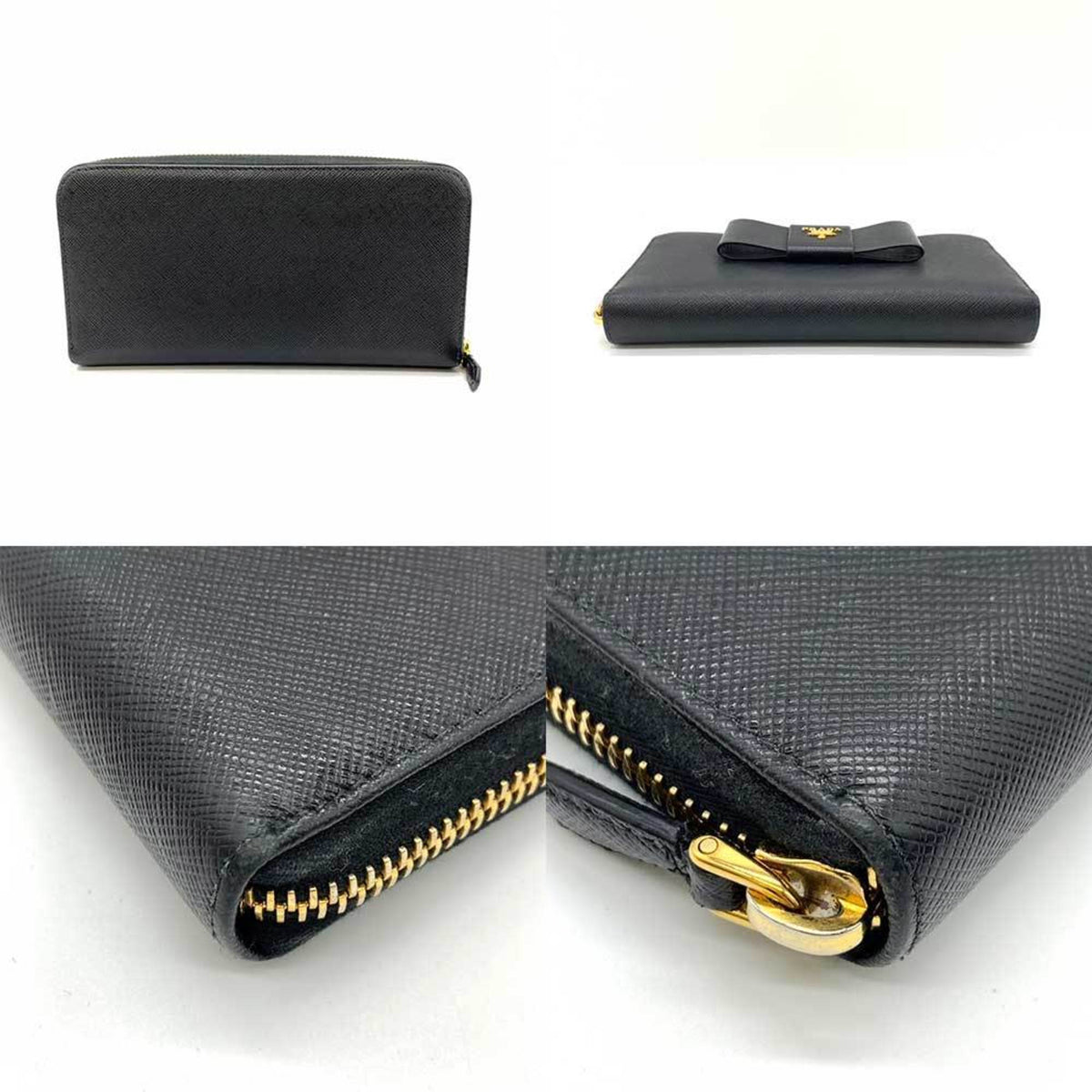 Prada Saffiano Black Saffiano Long Wallet (Bi-Fold) (Pre-Owned)