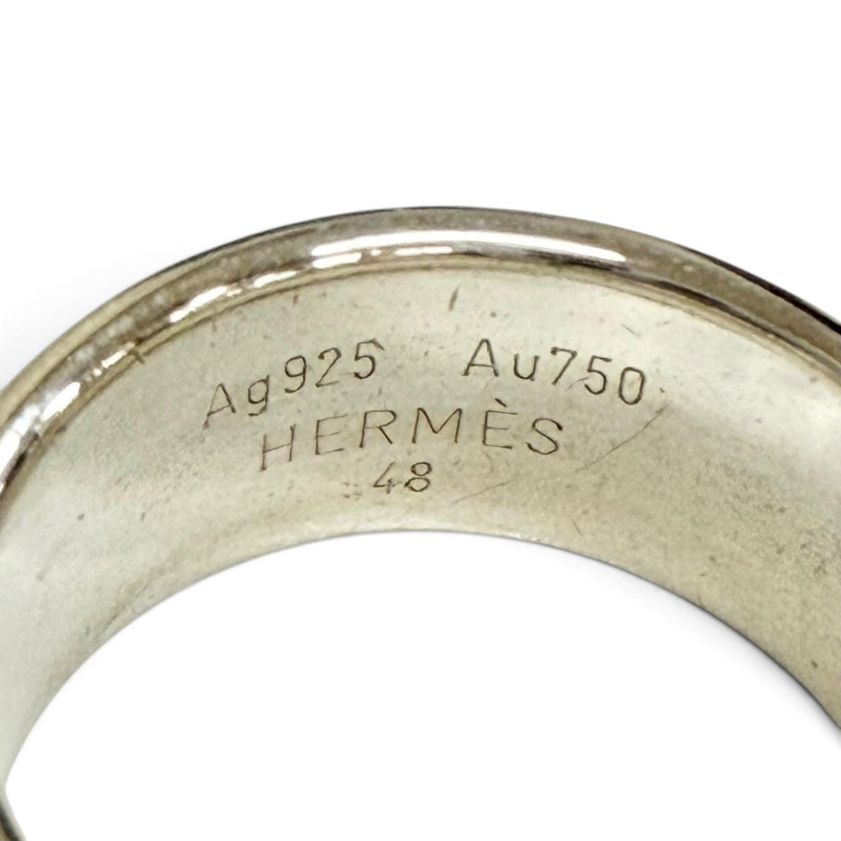 Hermes Gold Silver Gold (18K) Silver 925 Band Ring (Pre-Owned)