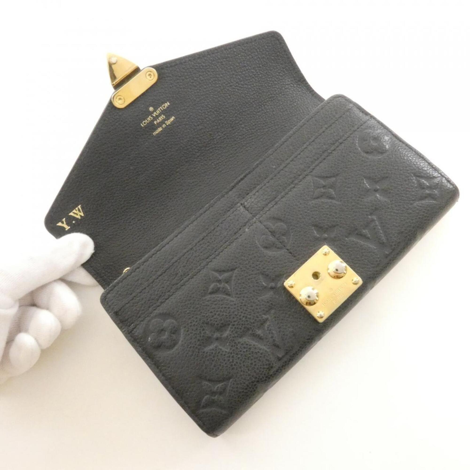 Louis Vuitton Monogram Empreinte Black Leather Long Wallet (Bi-Fold) (Pre-Owned)