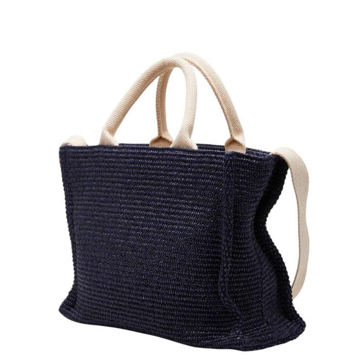 Marni Ivory Navy Cotton Nylon Handbag Shoulder Bag (Pre-Owned)