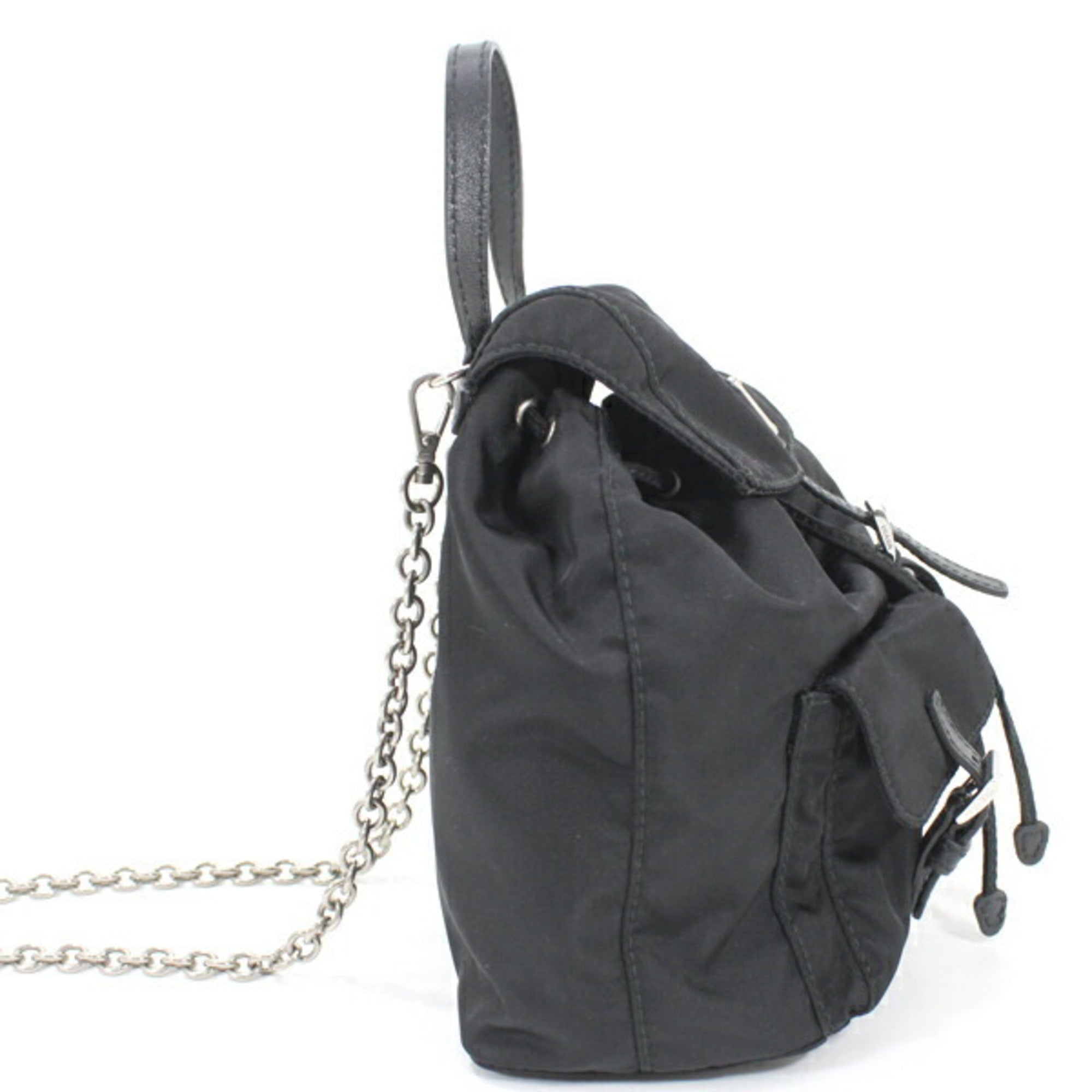 Prada Black Nero Nylon Leather Shoulder Bag (Pre-Owned)