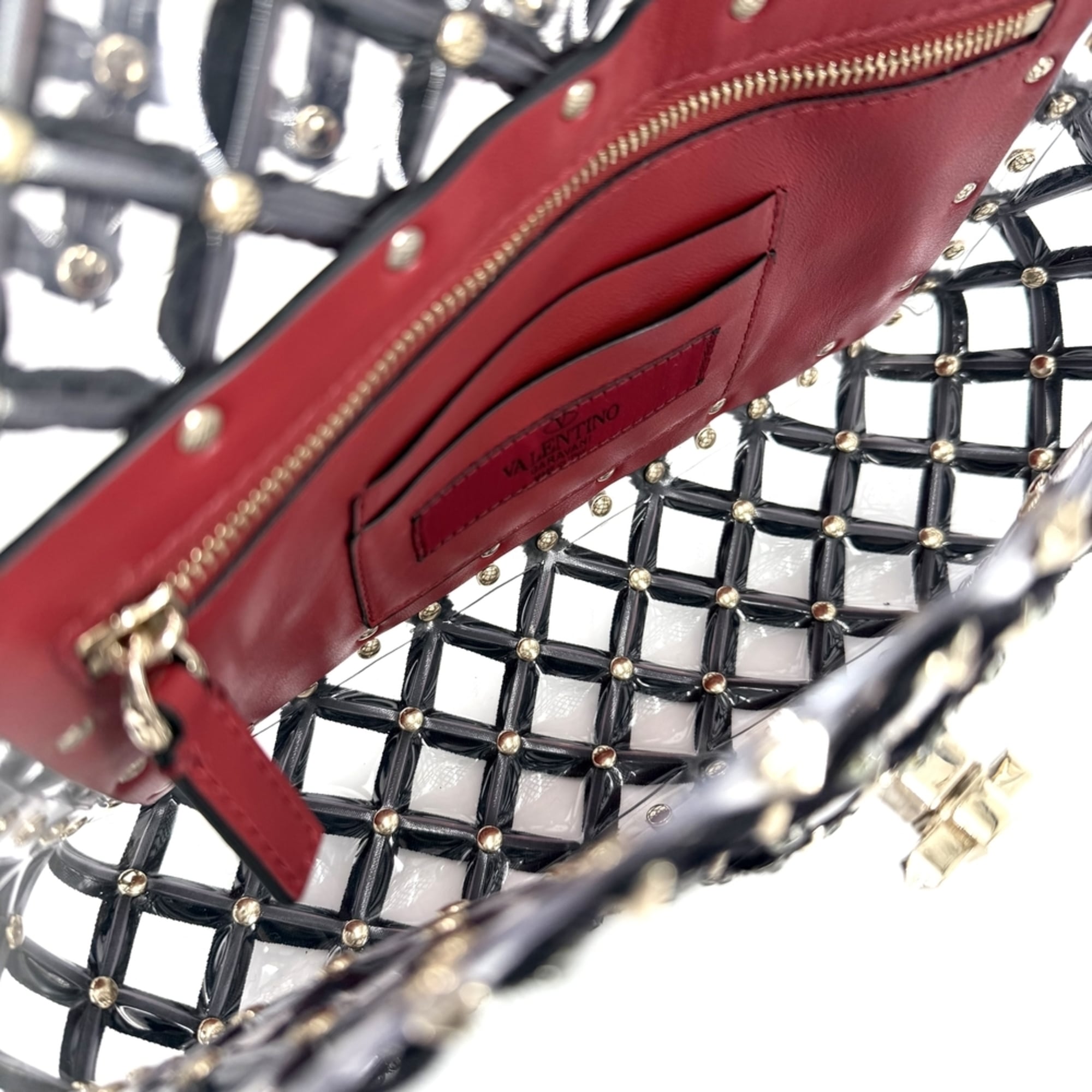 Valentino Garavani Black Clear Black White Pvc Handbag (Pre-Owned)